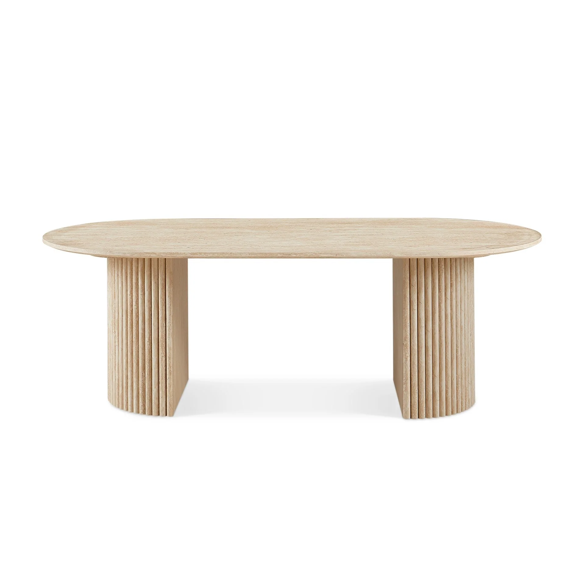 Nile Oval Coffee Table 140 x 70cm - Travertine - Image 6