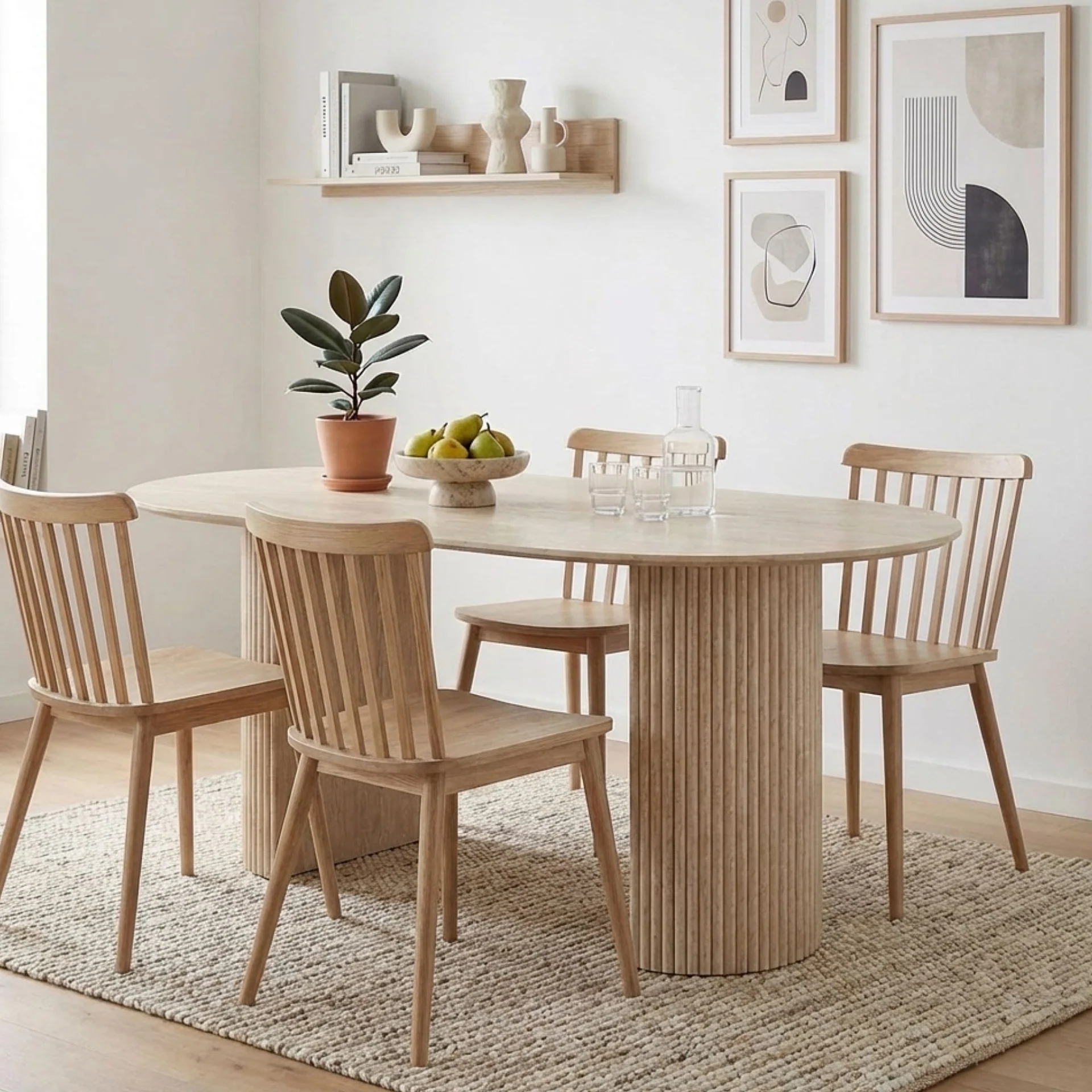 Nile Oval Dining Table 160 x 90cm - Travertine - Image 6