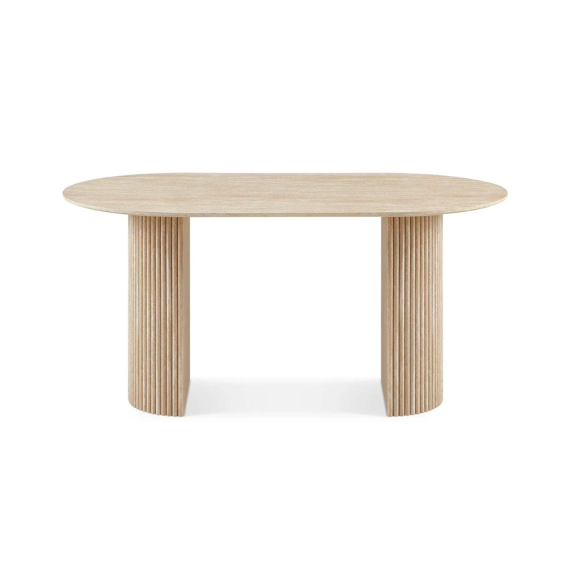 Nile Oval Dining Table 160 x 90cm - Travertine - Image 8
