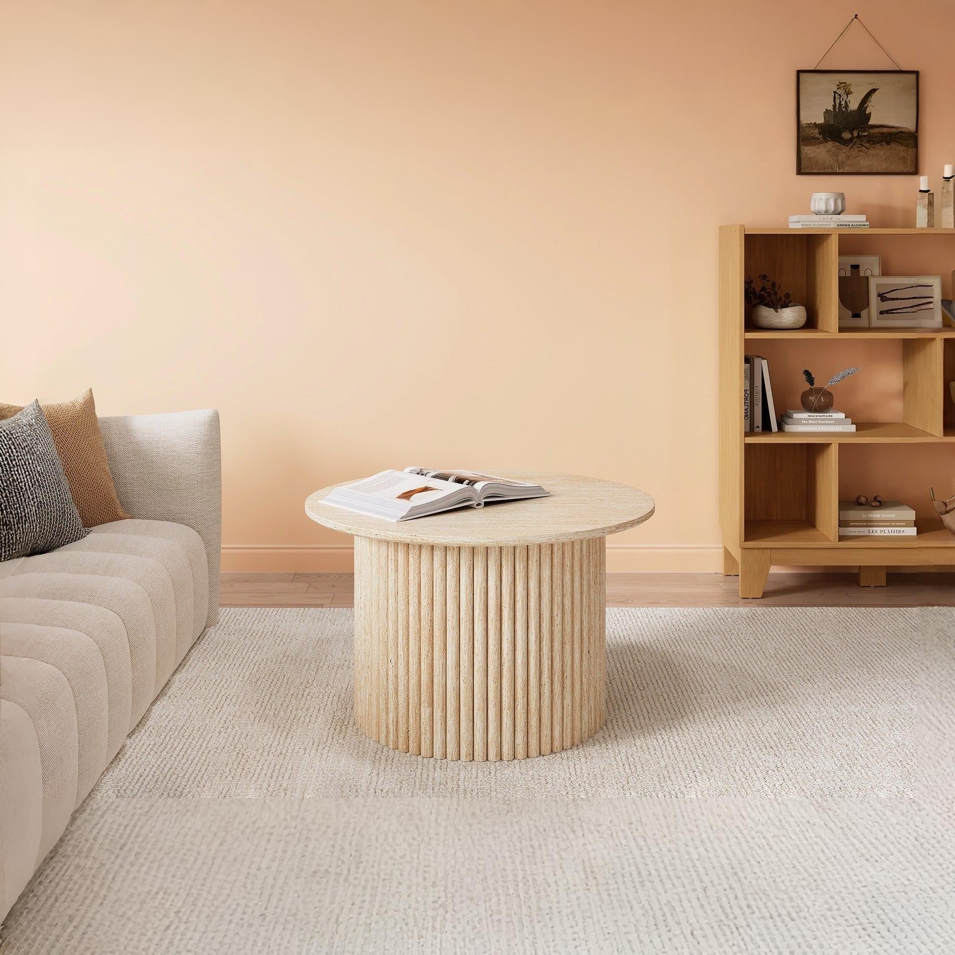 Nile Round Coffee Table 70cm - Travertine - Image 2