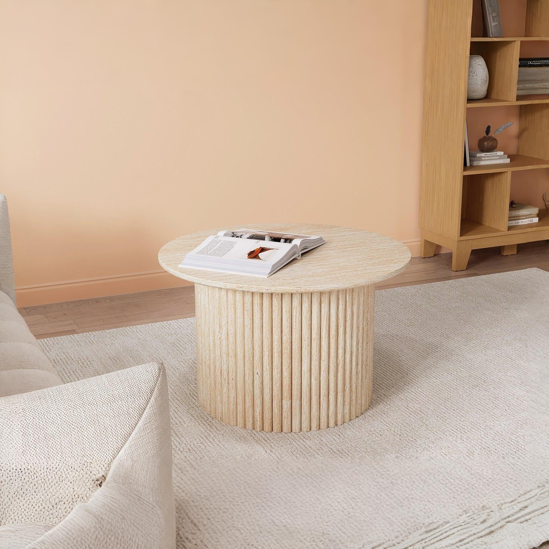 Nile Round Coffee Table 70cm - Travertine - Image 3