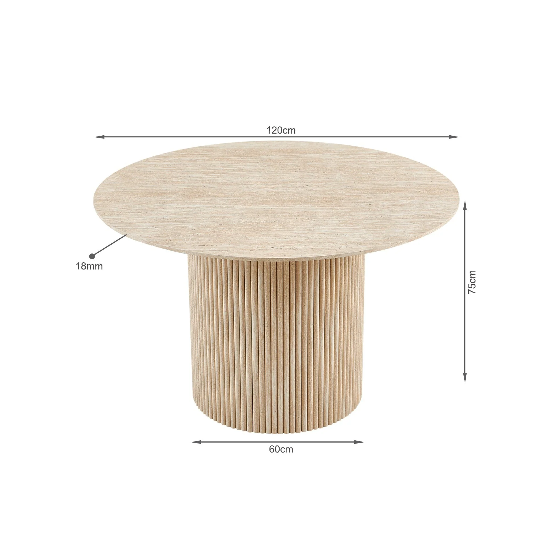 Nile Round Dining Table 120cm - Travertine - Image 10
