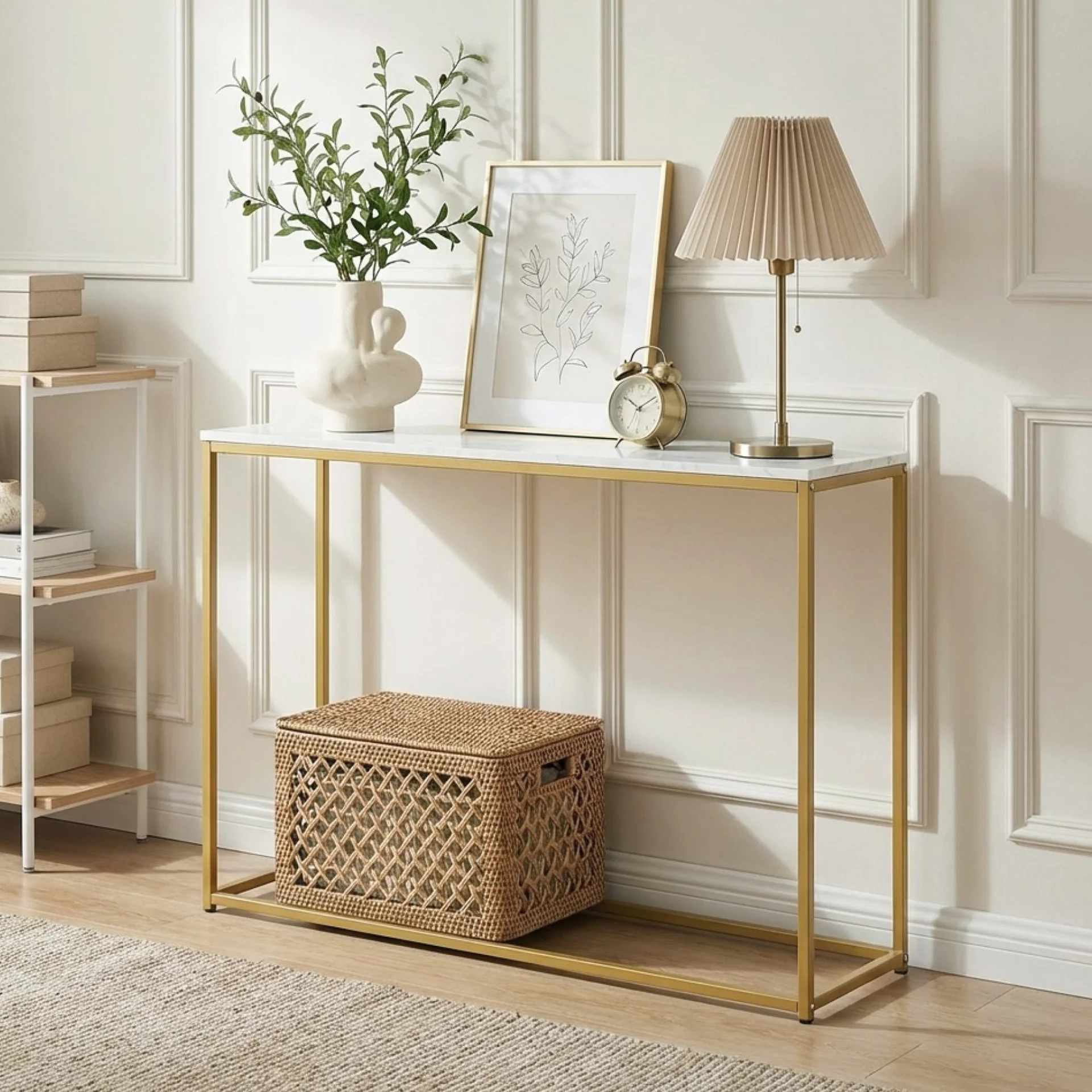 Nimbus Console Table - White Marble Look
