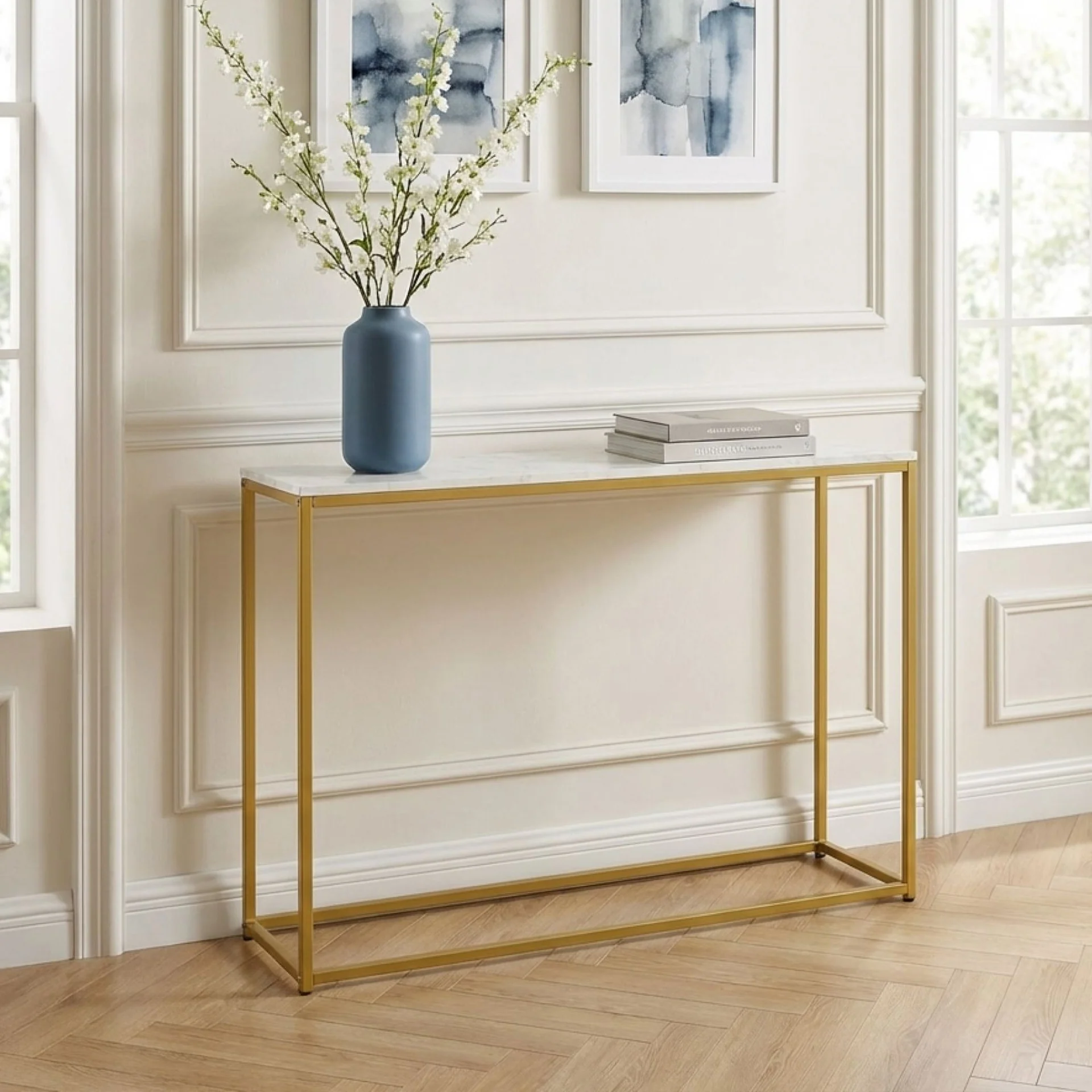 Nimbus Console Table - White Marble Look - Image 2
