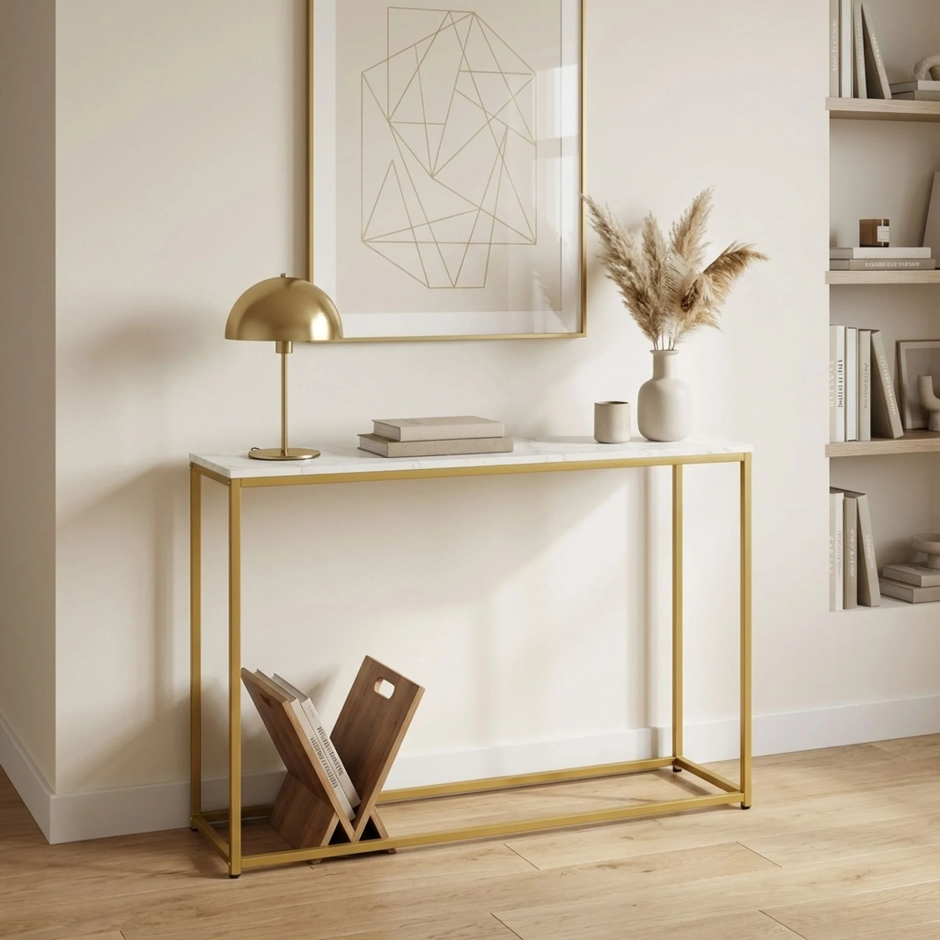 Nimbus Console Table - White Marble Look - Image 3