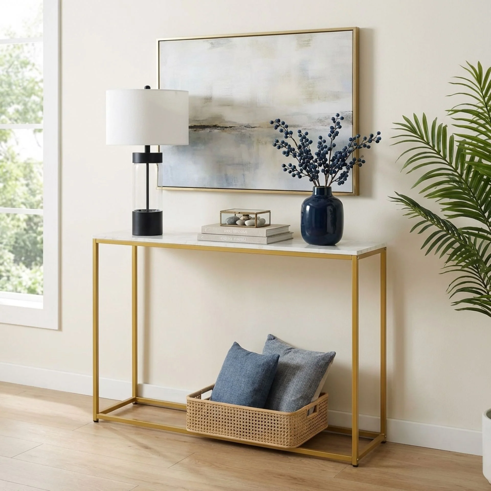 Nimbus Console Table - White Marble Look - Image 4