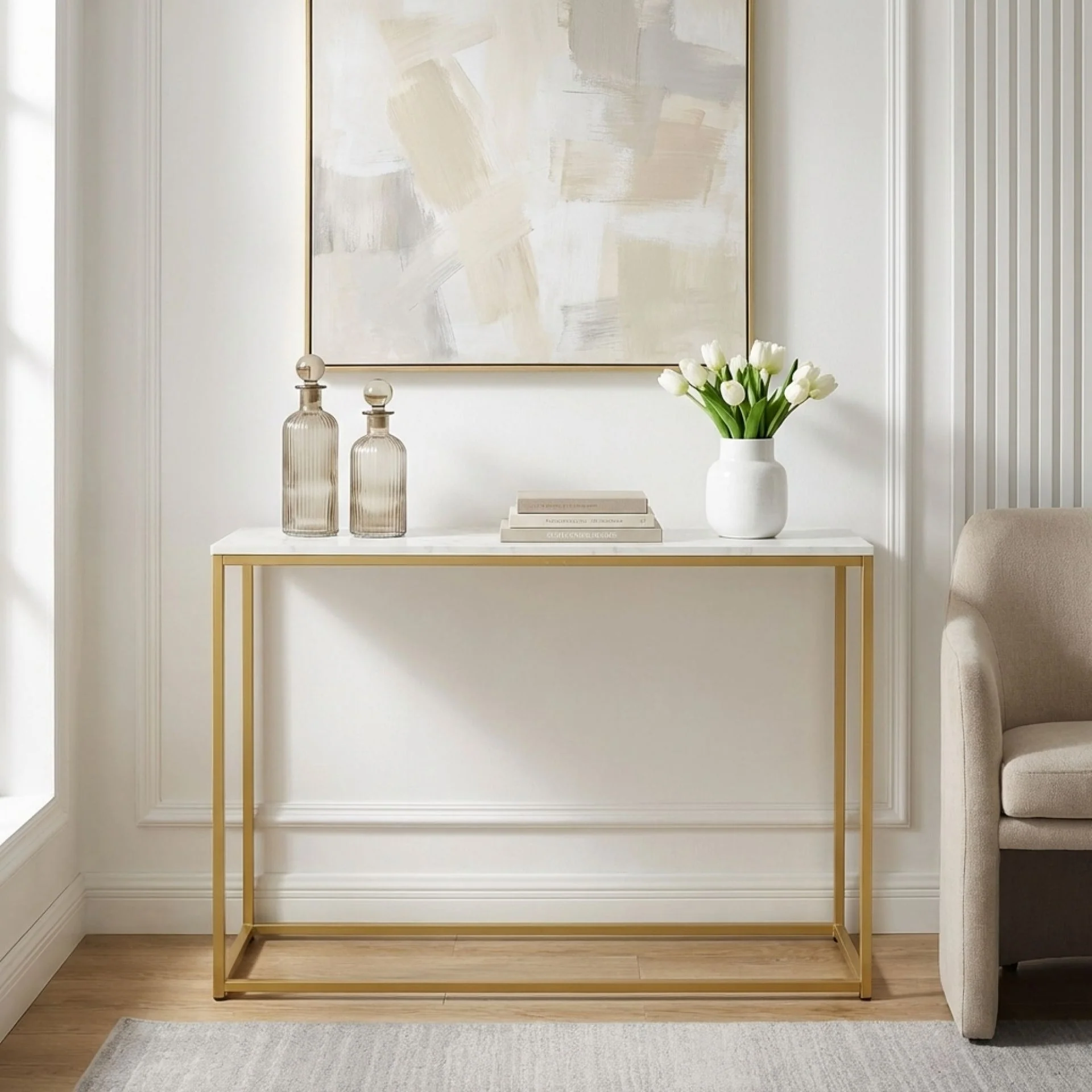 Nimbus Console Table - White Marble Look - Image 5