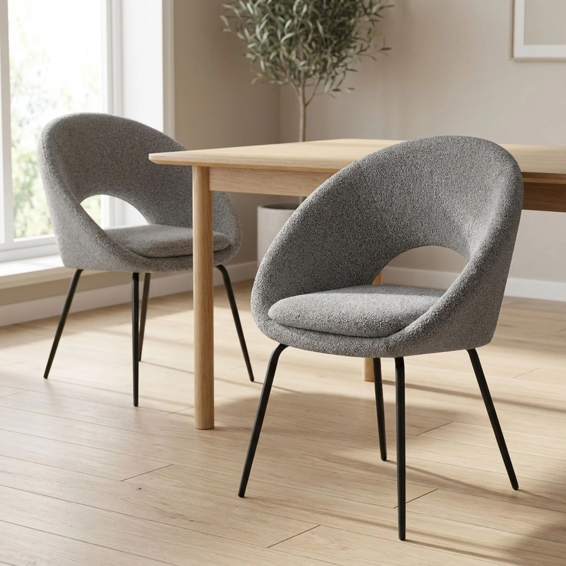 Nimue Fabric Dining Chair - Set of 2 - Greyish Black