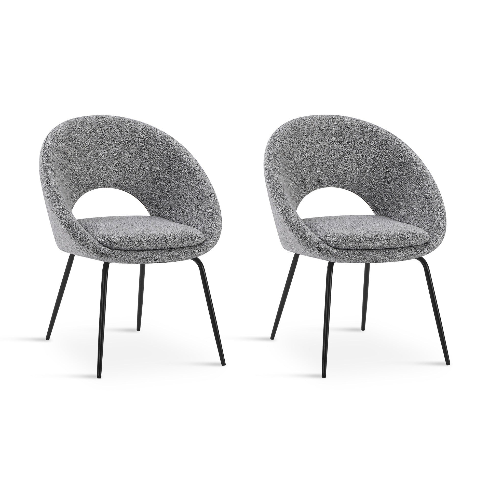 Nimue Fabric Dining Chair - Set of 2 - Greyish Black - Image 2