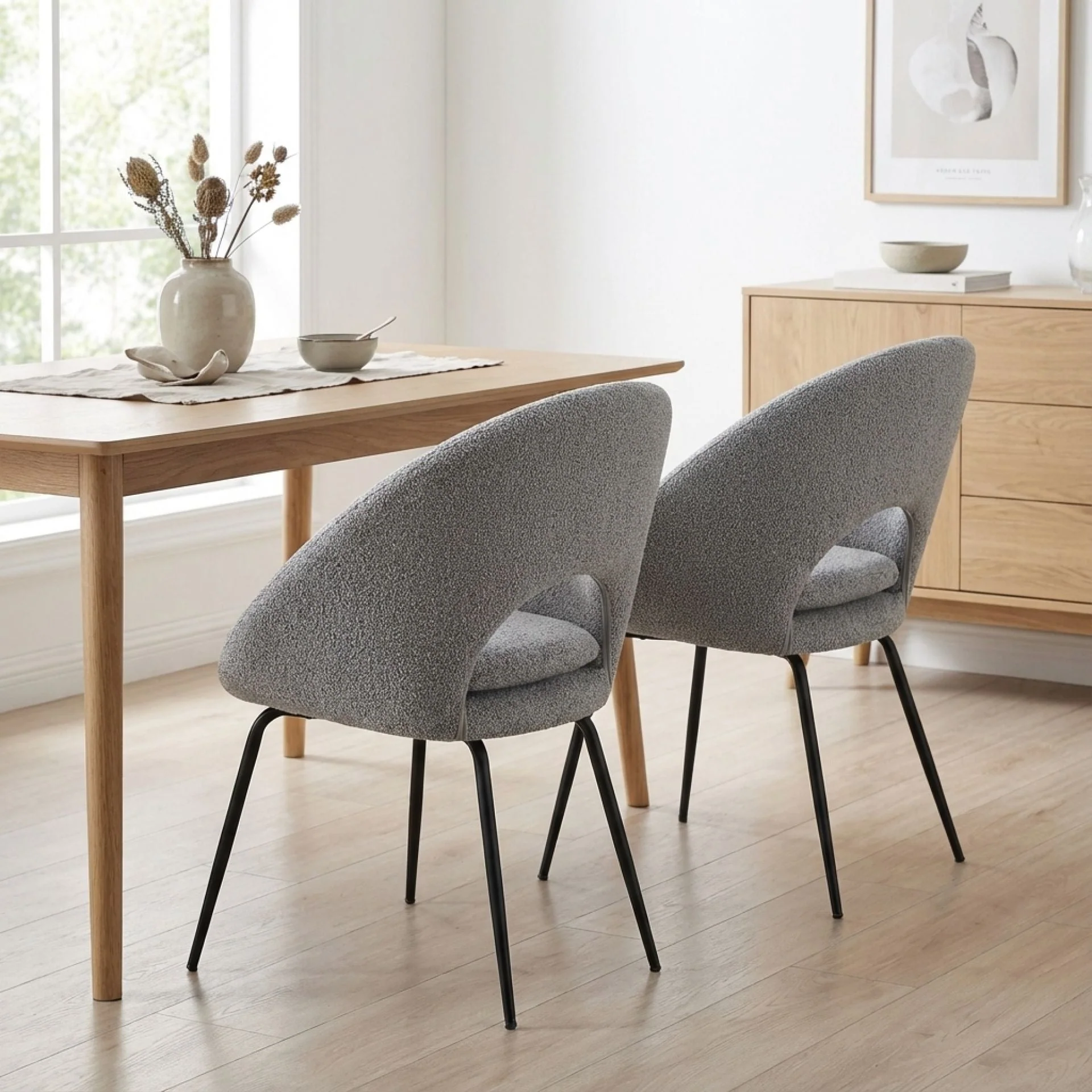 Nimue Fabric Dining Chair - Set of 2 - Greyish Black - Image 3