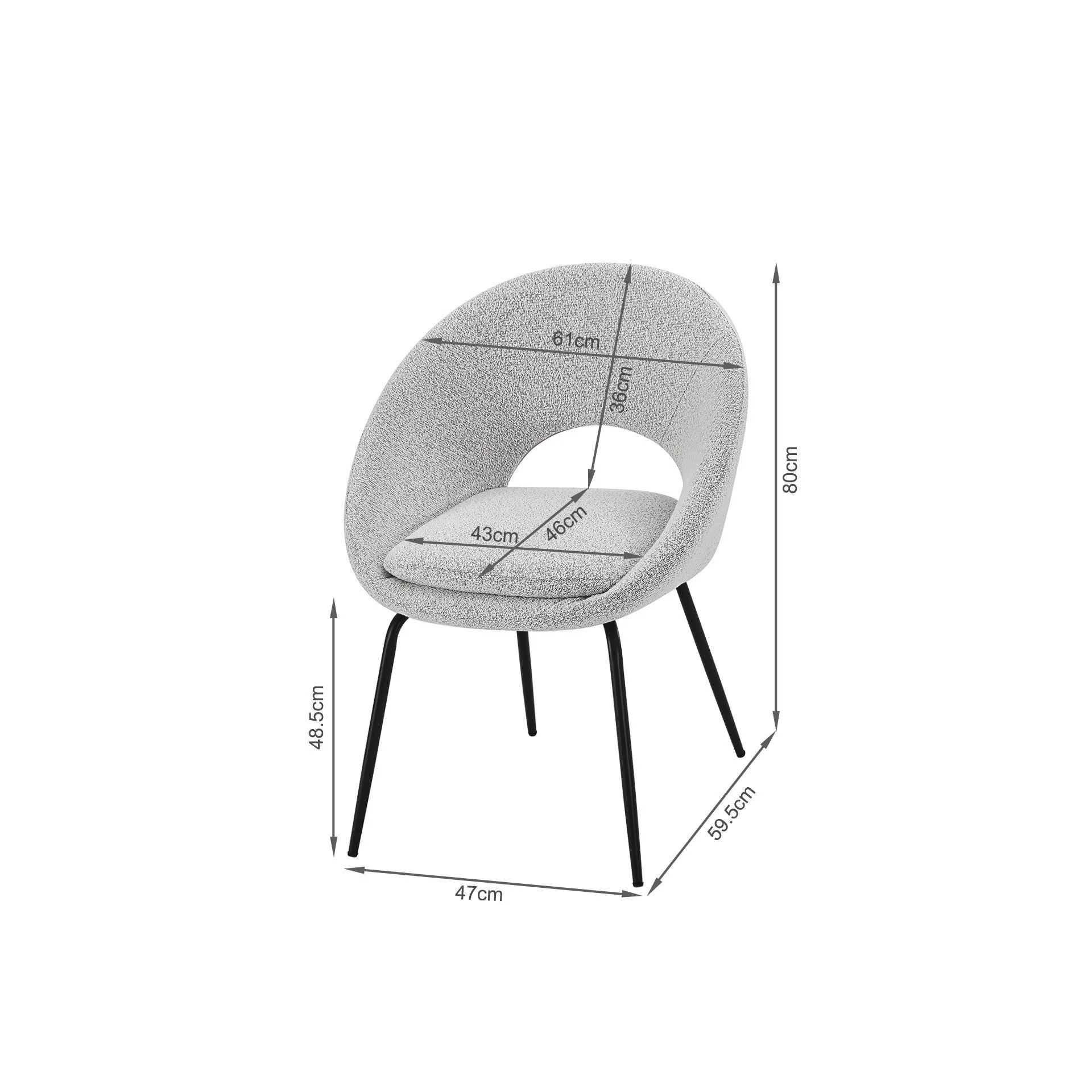 Nimue Fabric Dining Chair - Set of 2 - Greyish White - Image 12