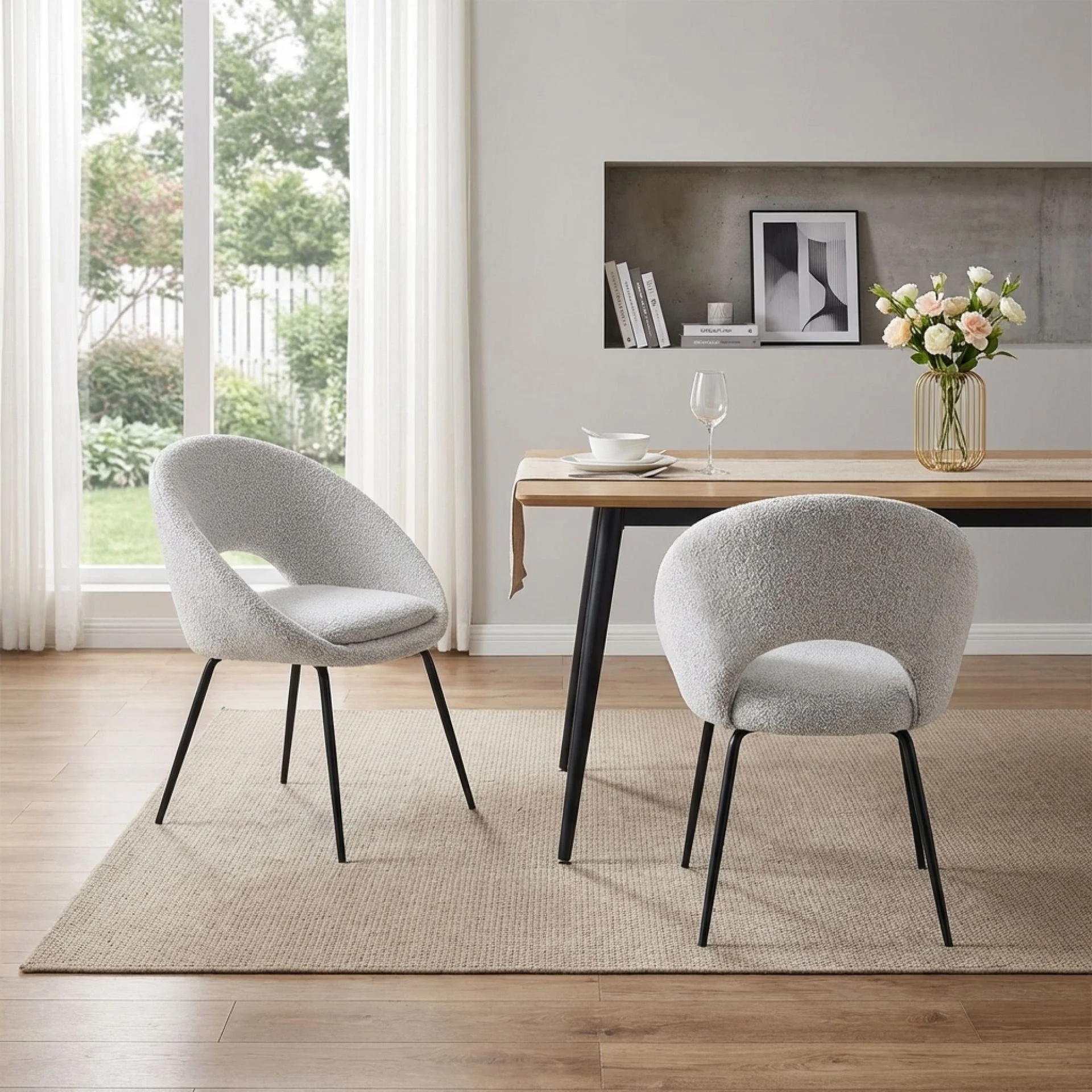 Nimue Fabric Dining Chair - Set of 2 - Greyish White - Image 3