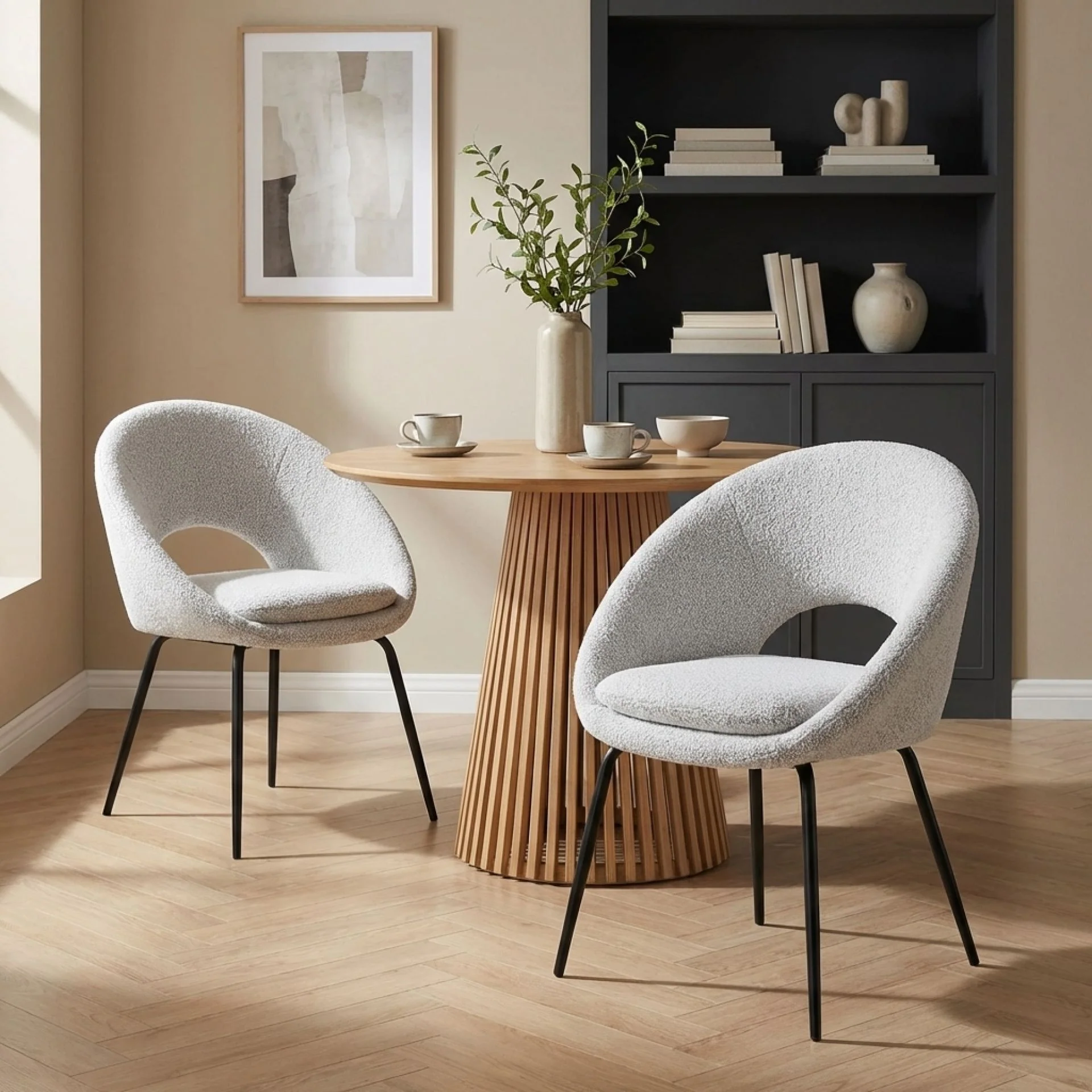 Nimue Fabric Dining Chair - Set of 2 - Greyish White - Image 4
