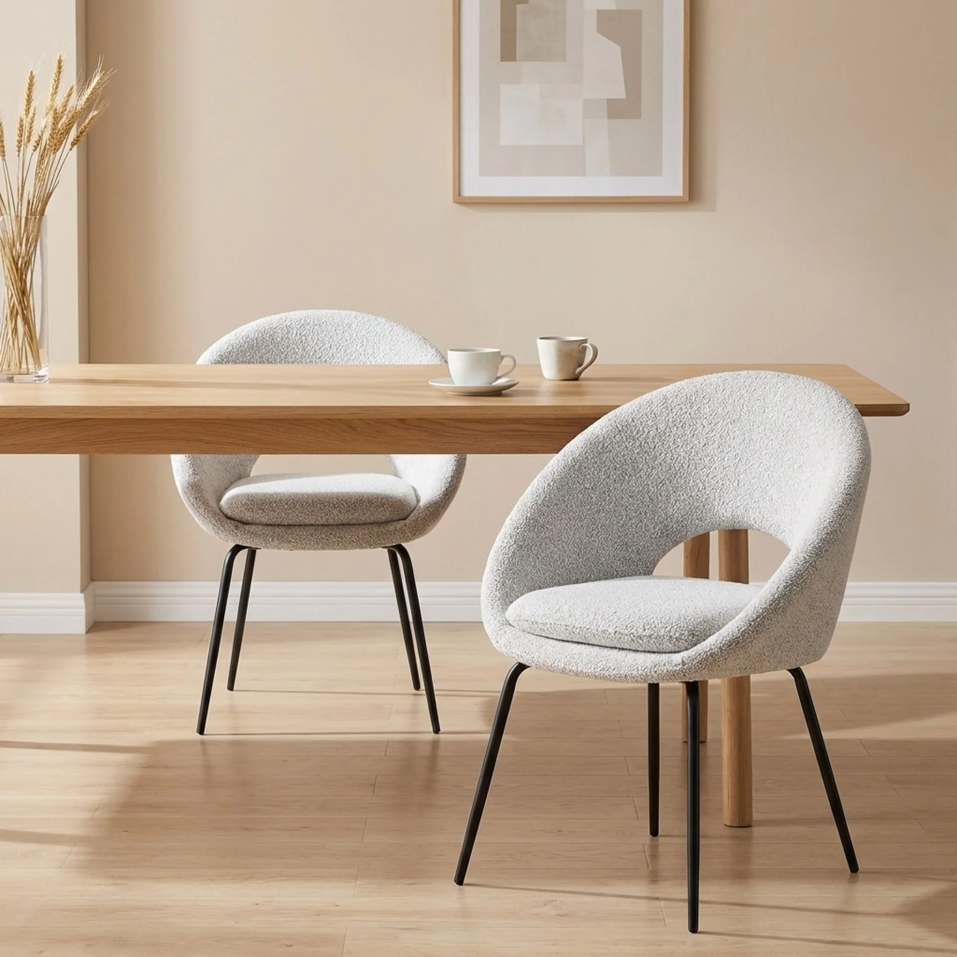 Nimue Fabric Dining Chair - Set of 2 - Greyish White - Image 5