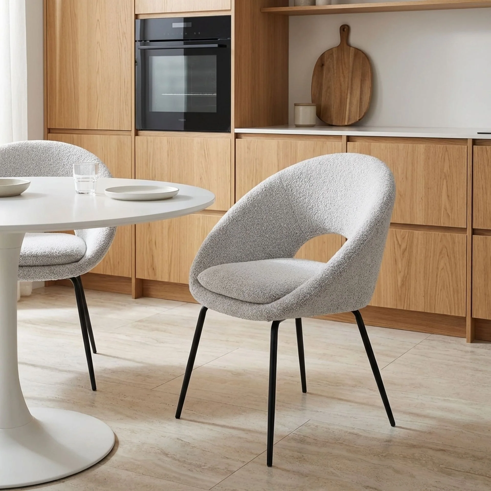 Nimue Fabric Dining Chair - Set of 2 - Greyish White - Image 6