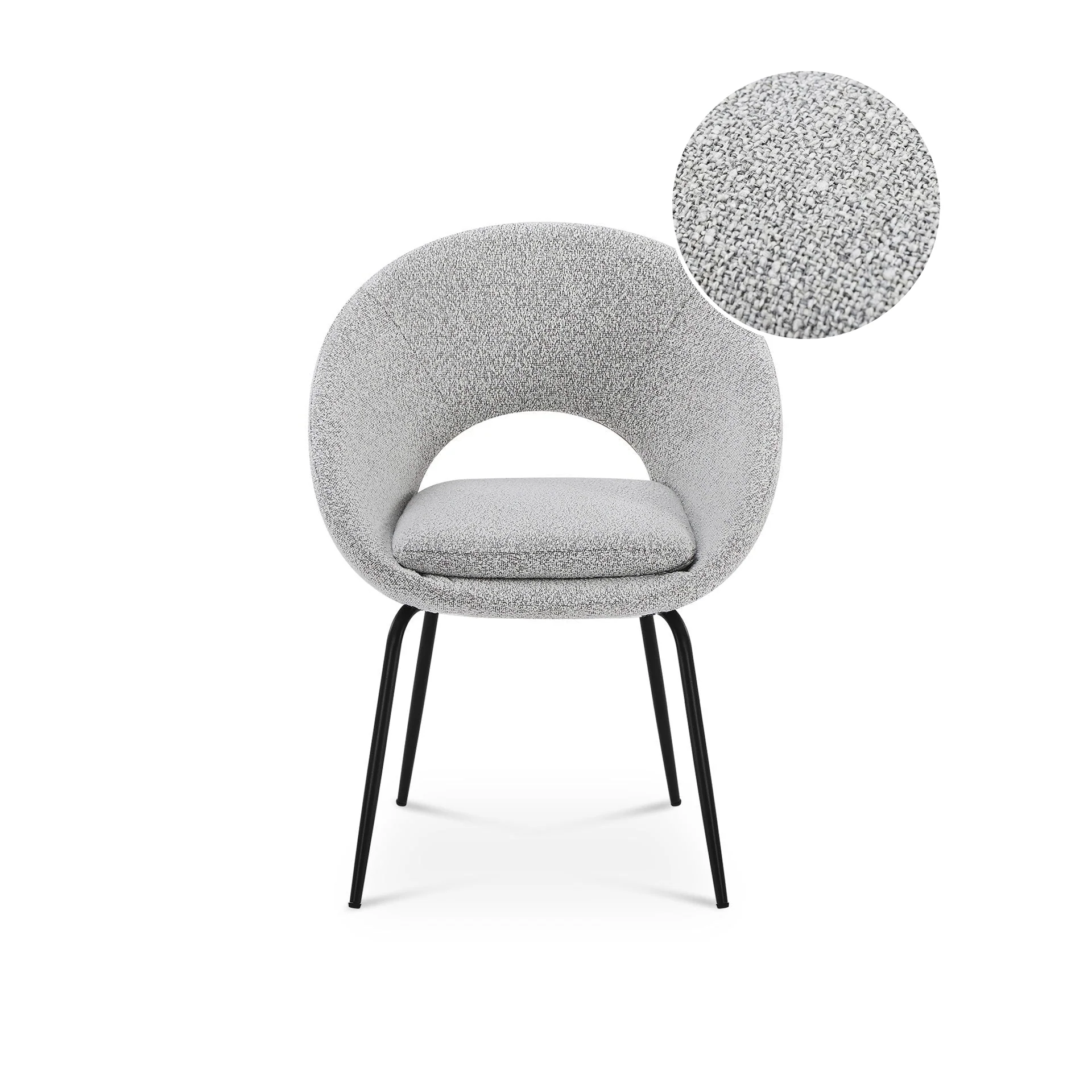 Nimue Fabric Dining Chair - Set of 2 - Greyish White - Image 9
