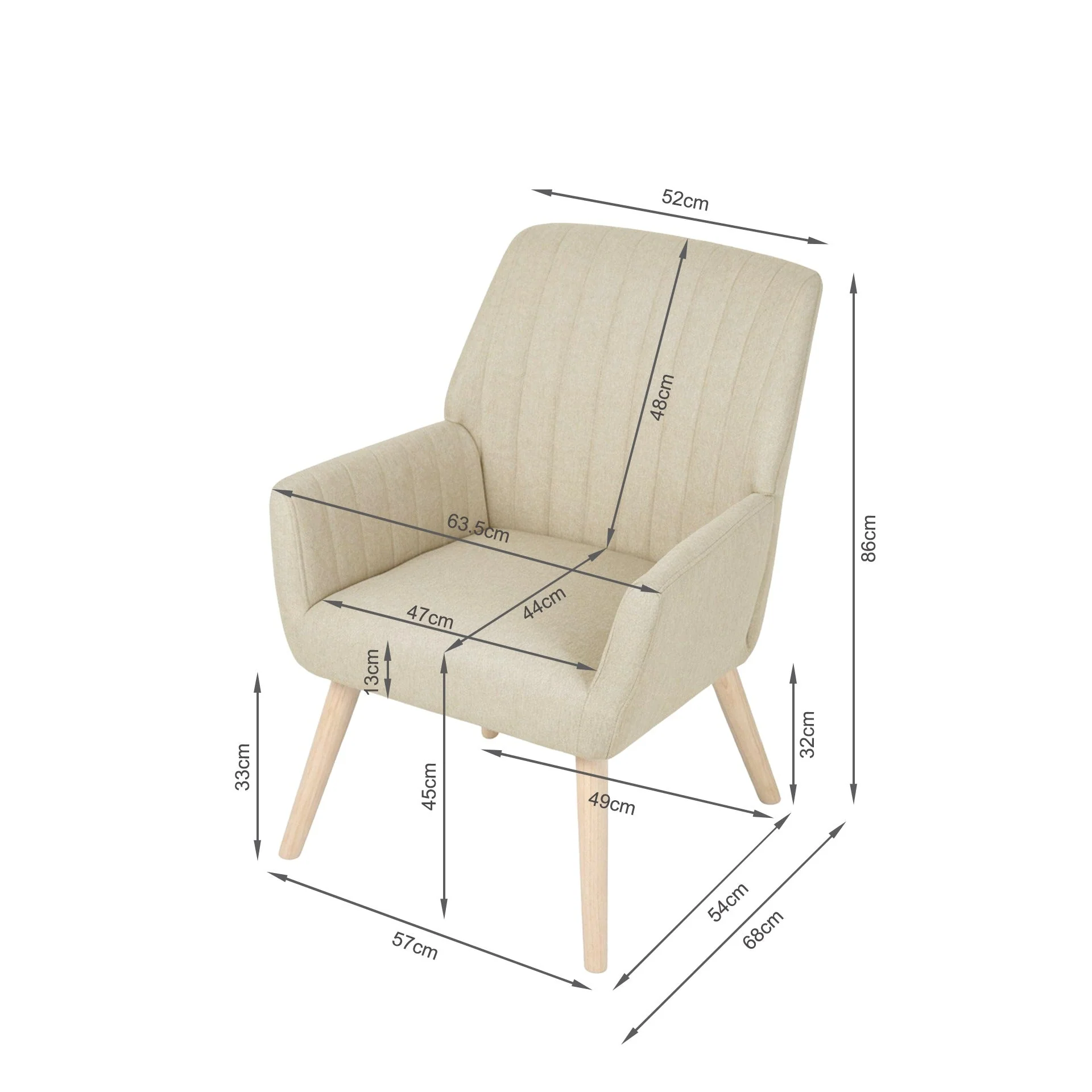 Niva Linen Armchair - Linen Beige - Image 13