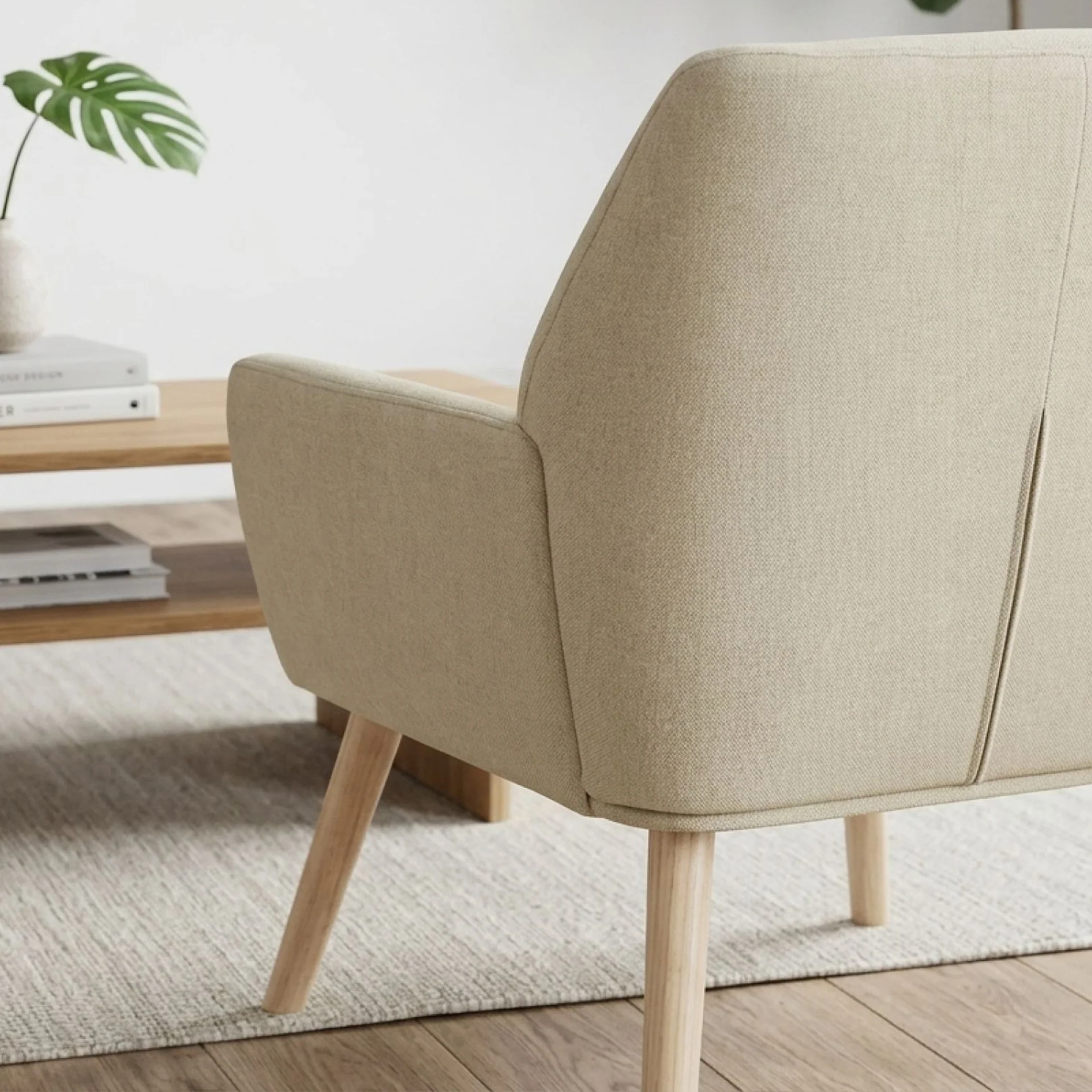 Niva Linen Armchair - Linen Beige - Image 5