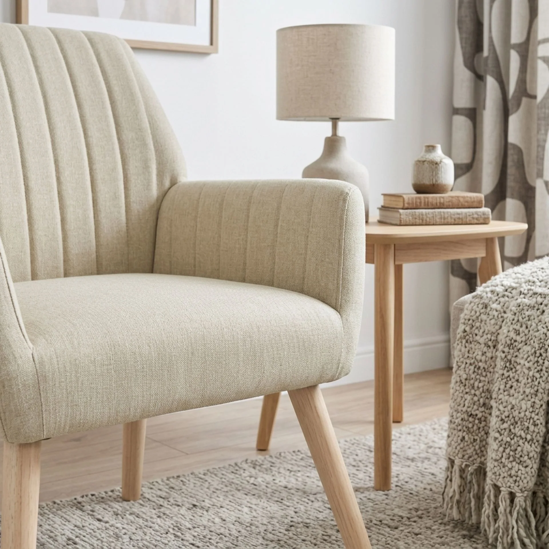 Niva Linen Armchair - Linen Beige - Image 6