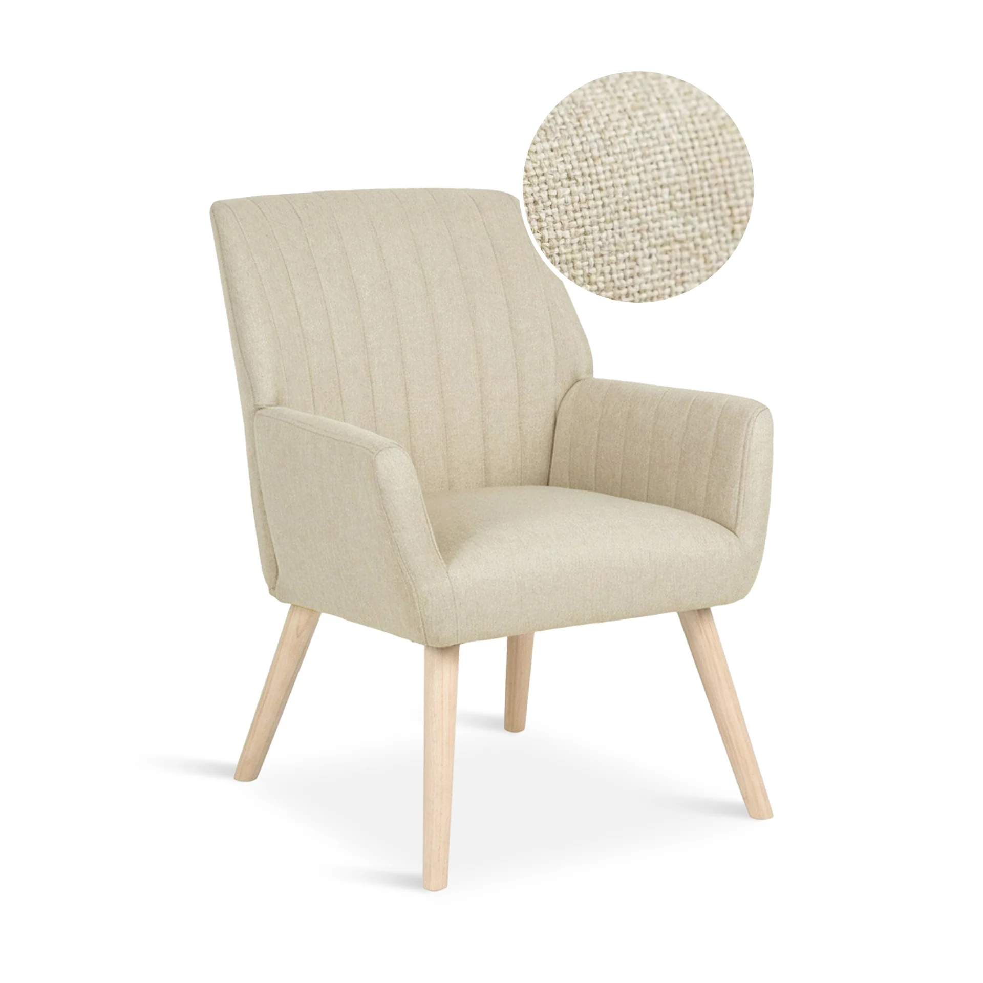 Niva Linen Armchair - Linen Beige - Image 7