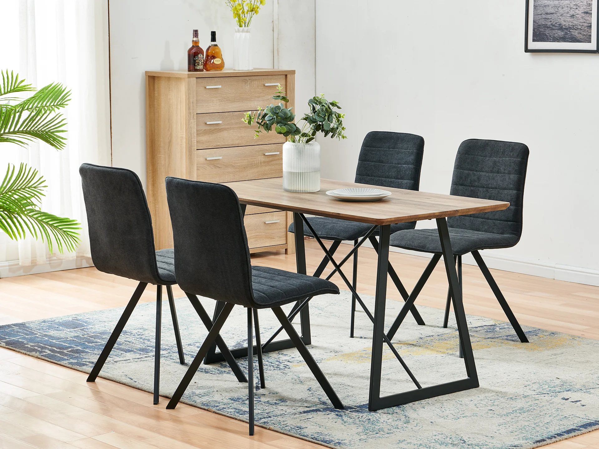 NOELLE 4PCS Upholstered Dining Chair - DARK GREY - Image 2