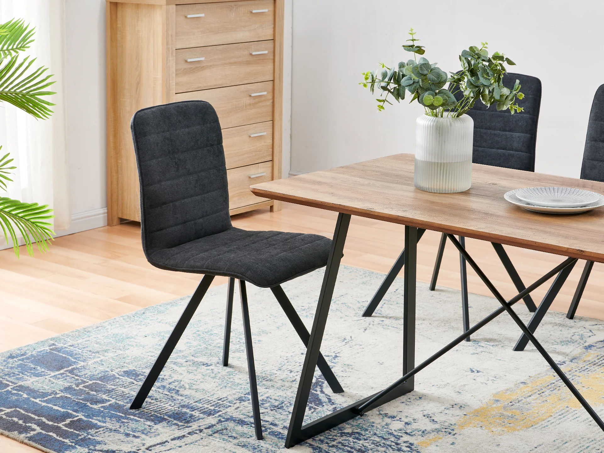 NOELLE 4PCS Upholstered Dining Chair - DARK GREY - Image 3
