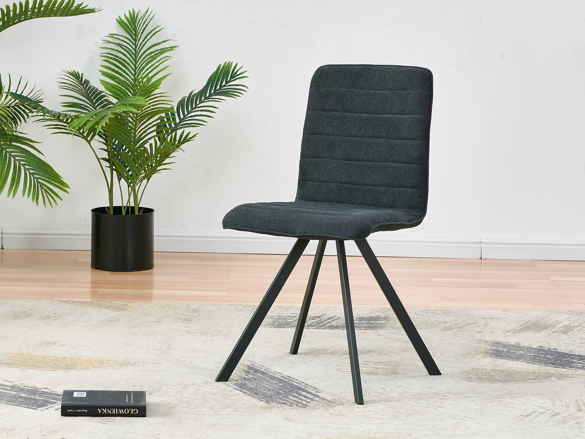 NOELLE 4PCS Upholstered Dining Chair - DARK GREY - Image 4