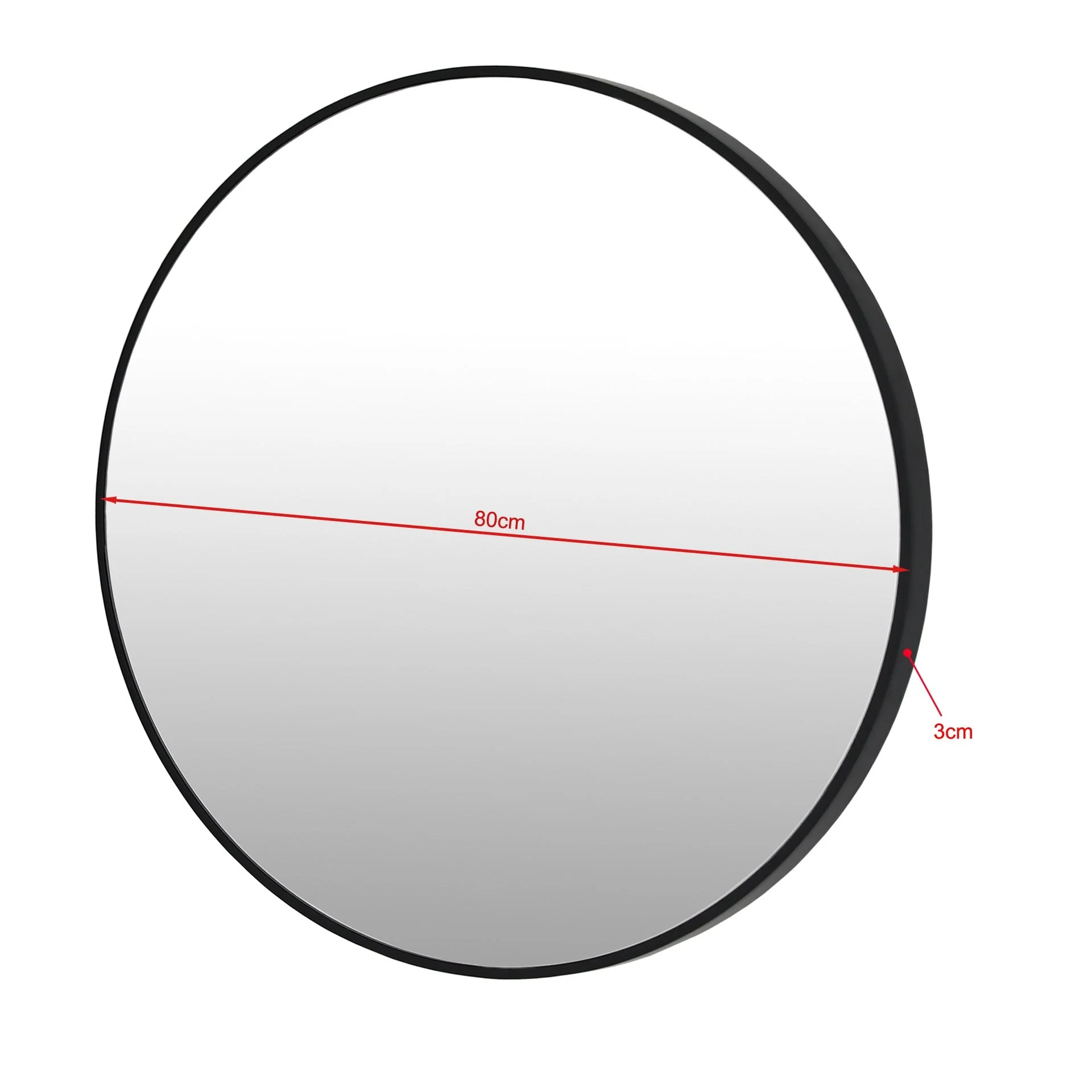 Noir Round Wooden Wall Mirror 80cm - Black - Image 14