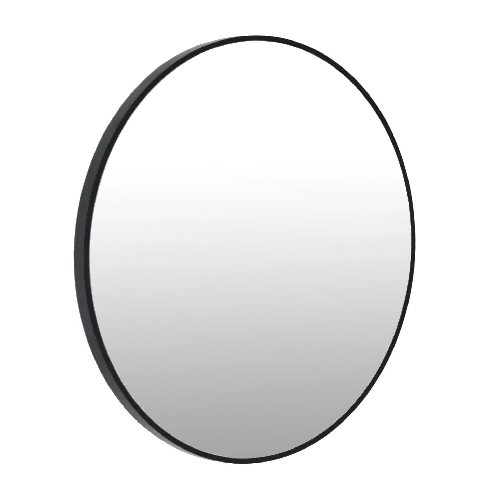 Noir Round Wooden Wall Mirror 80cm - Black - Image 9