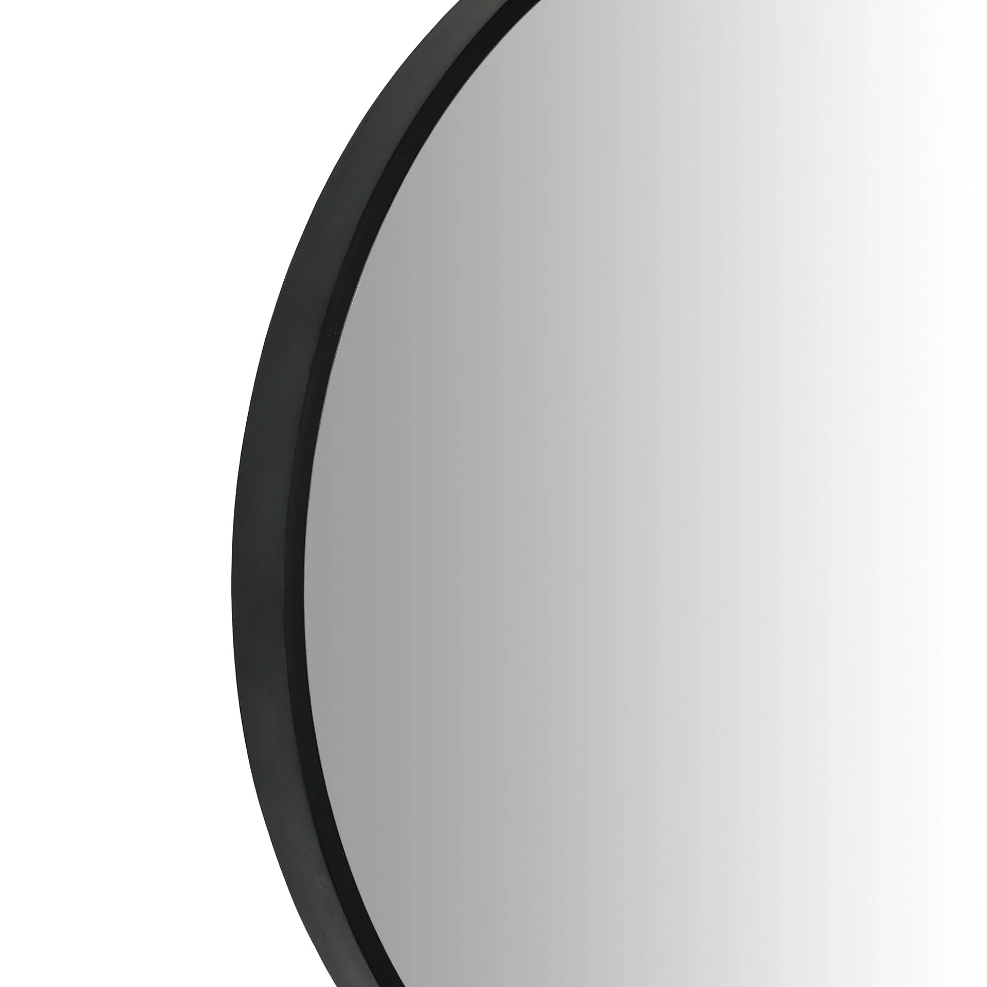 Noir Round Wooden Wall Mirror 90cm - Black - Image 10