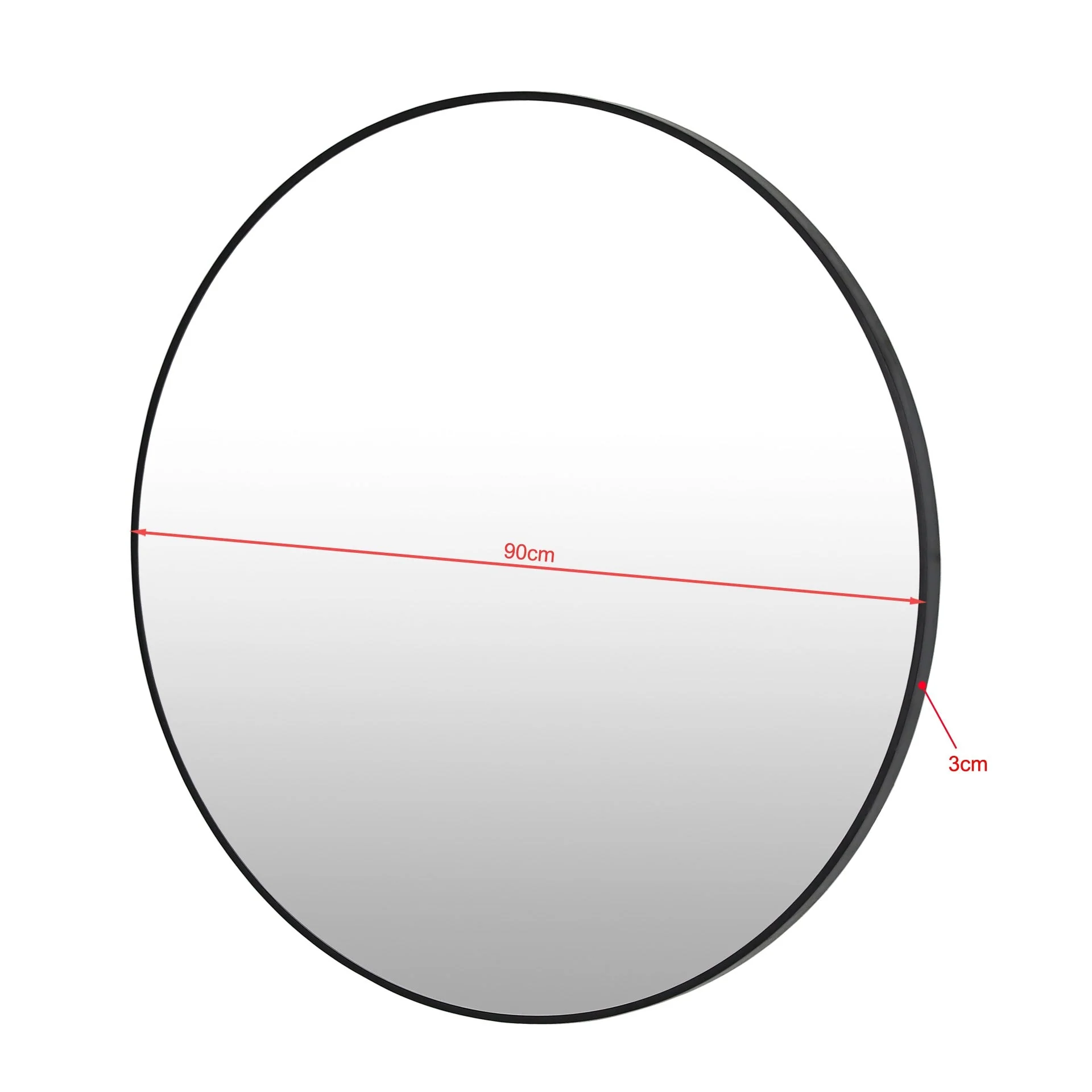 Noir Round Wooden Wall Mirror 90cm - Black - Image 14