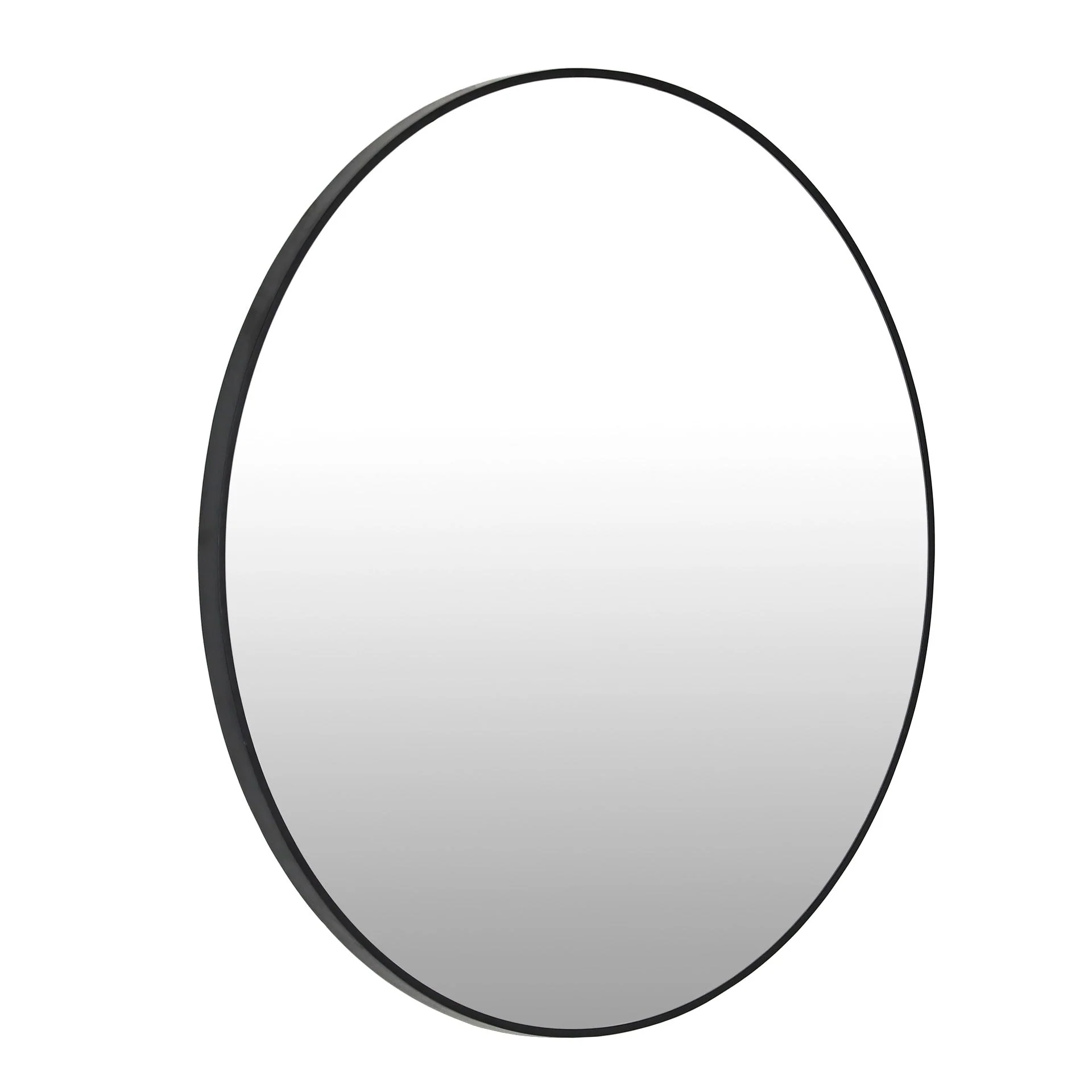 Noir Round Wooden Wall Mirror 90cm - Black - Image 8