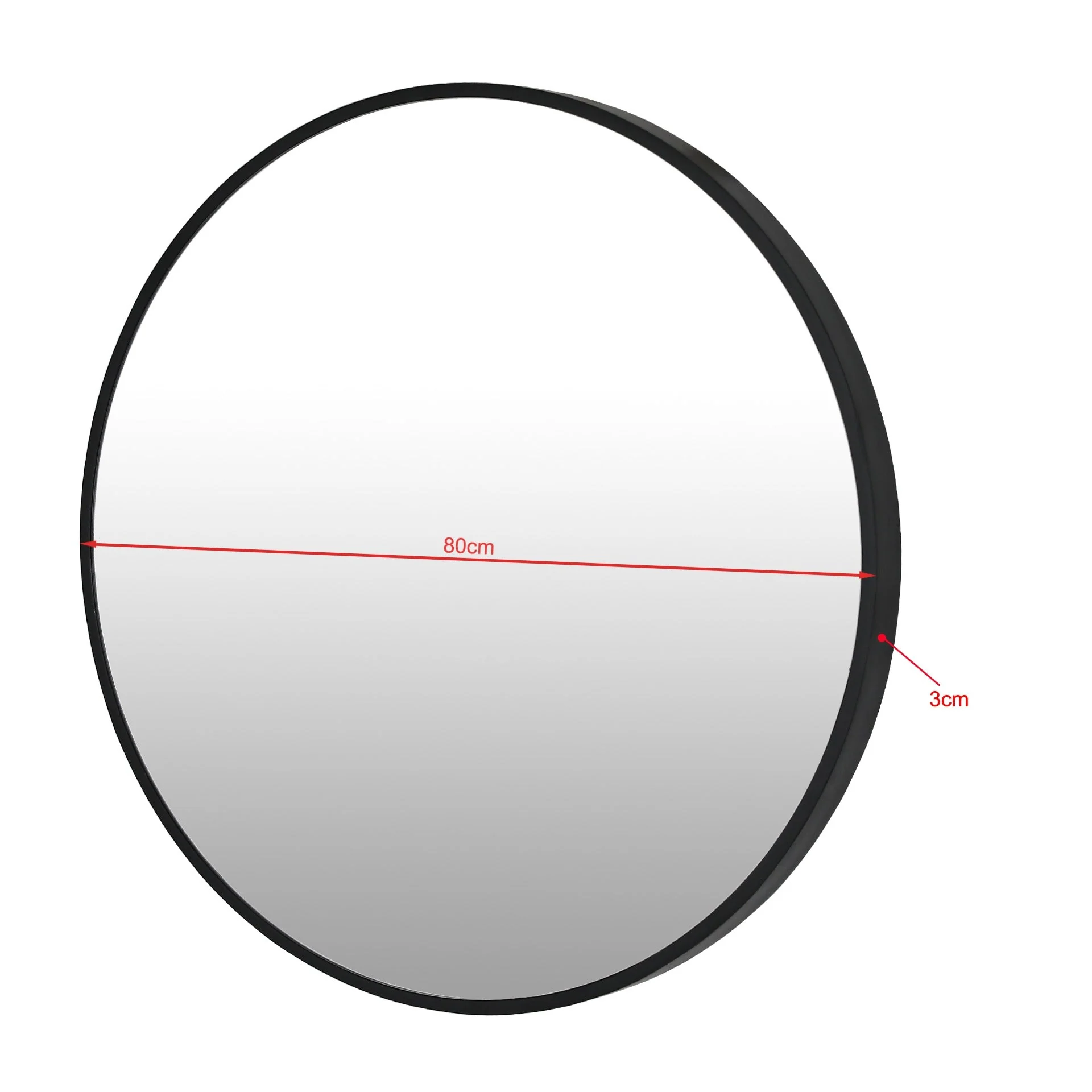 Noir Round Wooden Wall Mirror 50cm - Black - Image 12