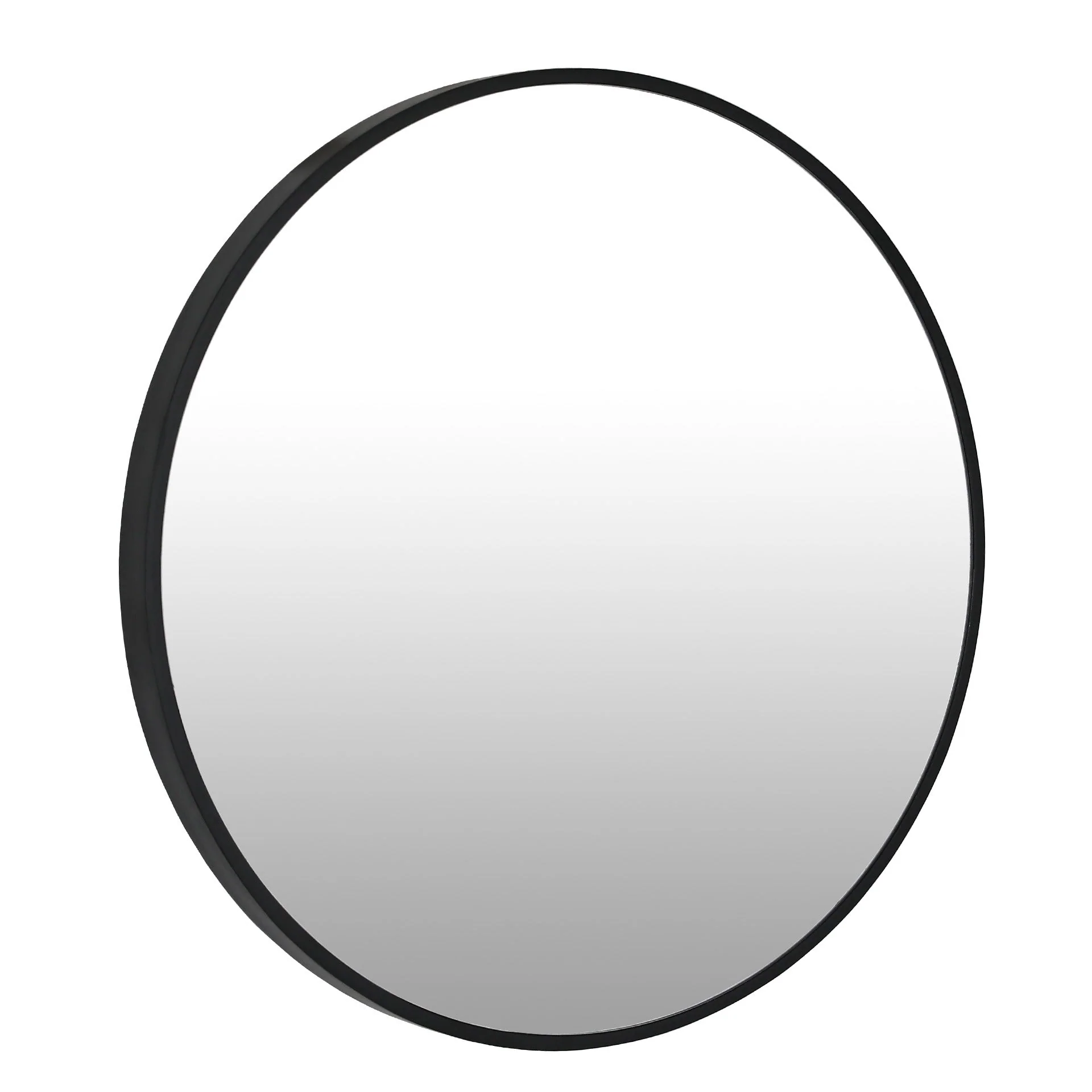 Noir Round Wooden Wall Mirror 50cm - Black - Image 6