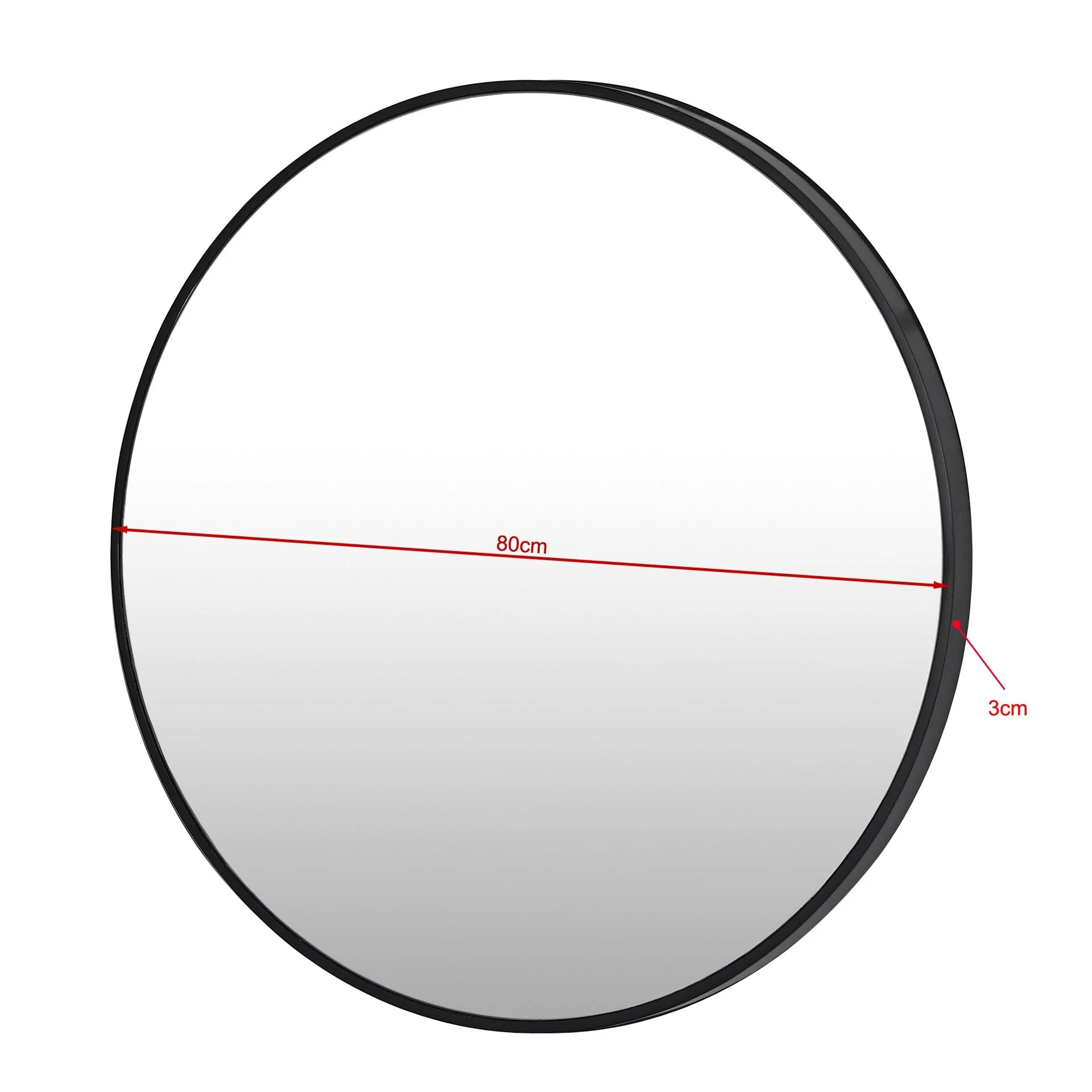 Noir Round Wooden Wall Mirror 60cm - Black - Image 14