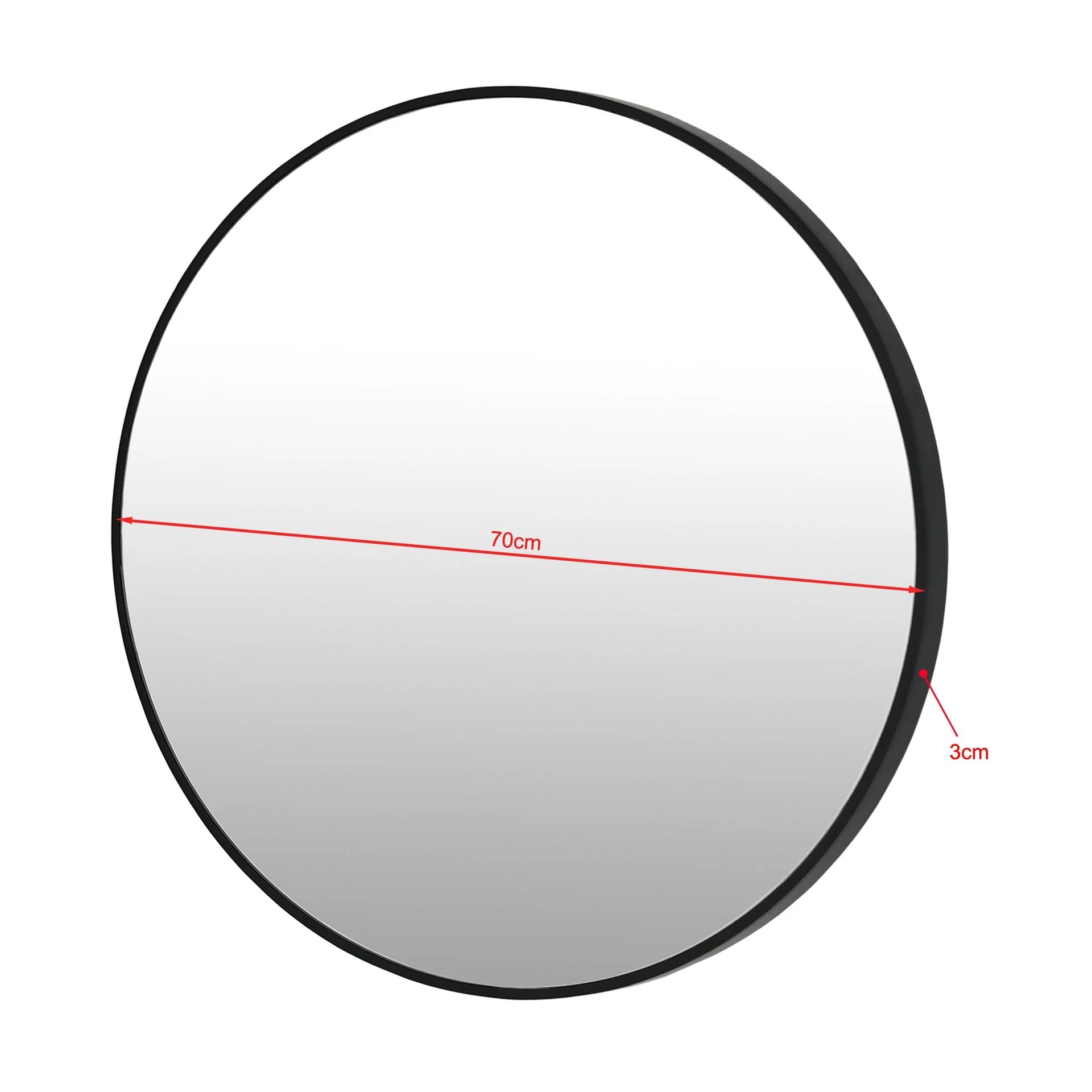 Noir Round Wooden Wall Mirror 70cm - Black - Image 14