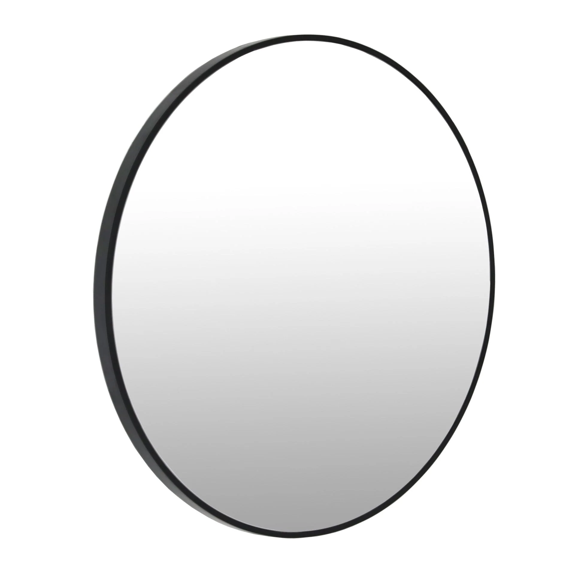 Noir Round Wooden Wall Mirror 70cm - Black - Image 9
