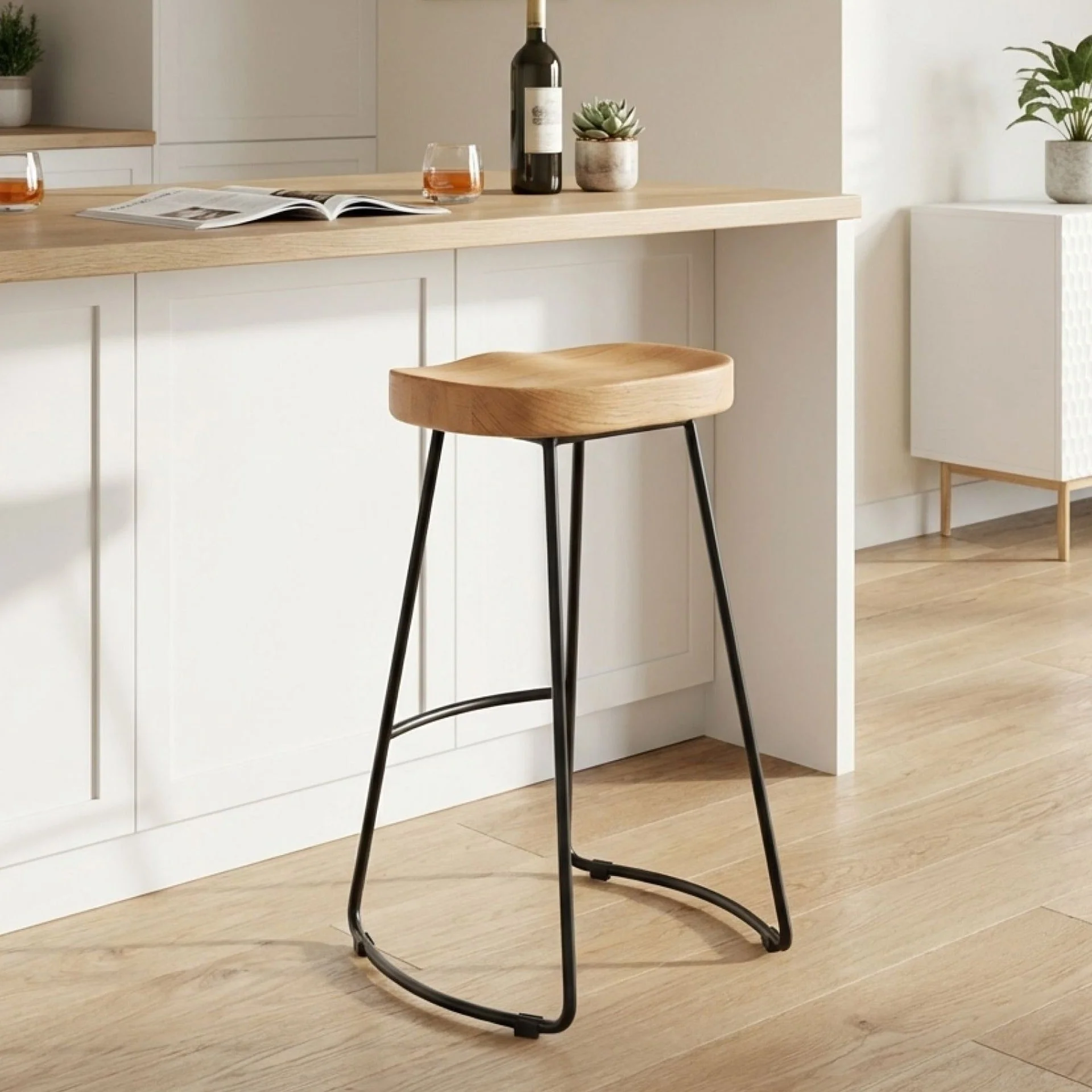 Nolan Beech Wood Bar Stool - Natural