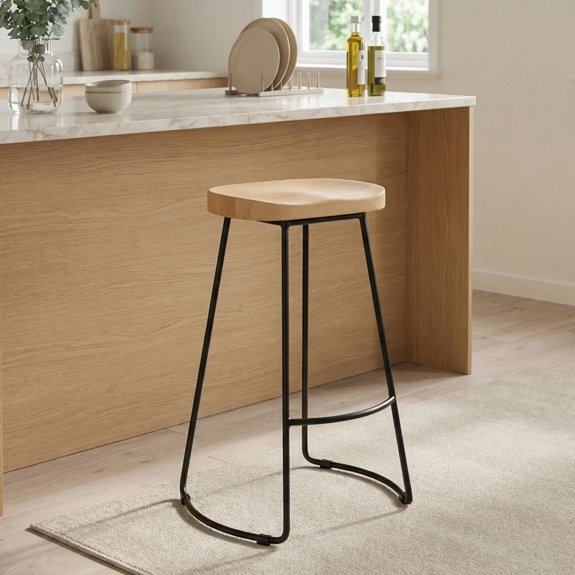 Nolan Beech Wood Bar Stool - Natural - Image 3