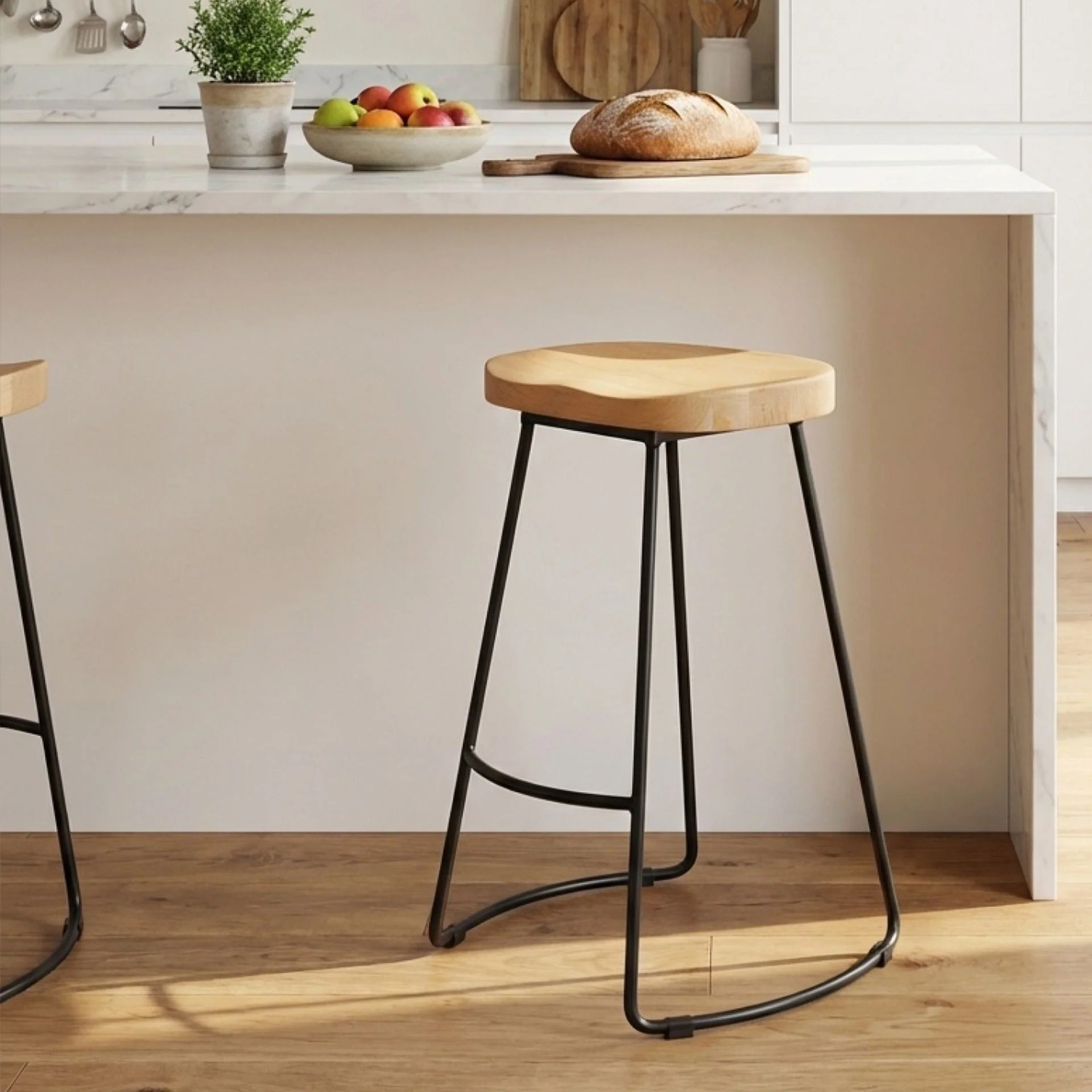 Nolan Beech Wood Bar Stool - Natural - Image 4