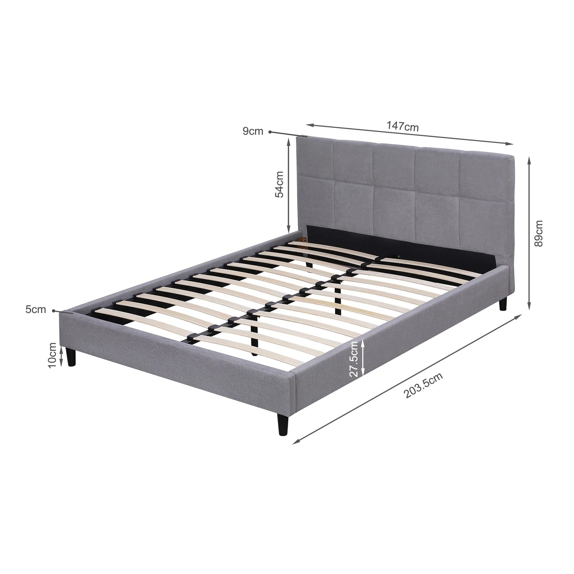 Nora Double Bed Frame - Light Grey - Image 11