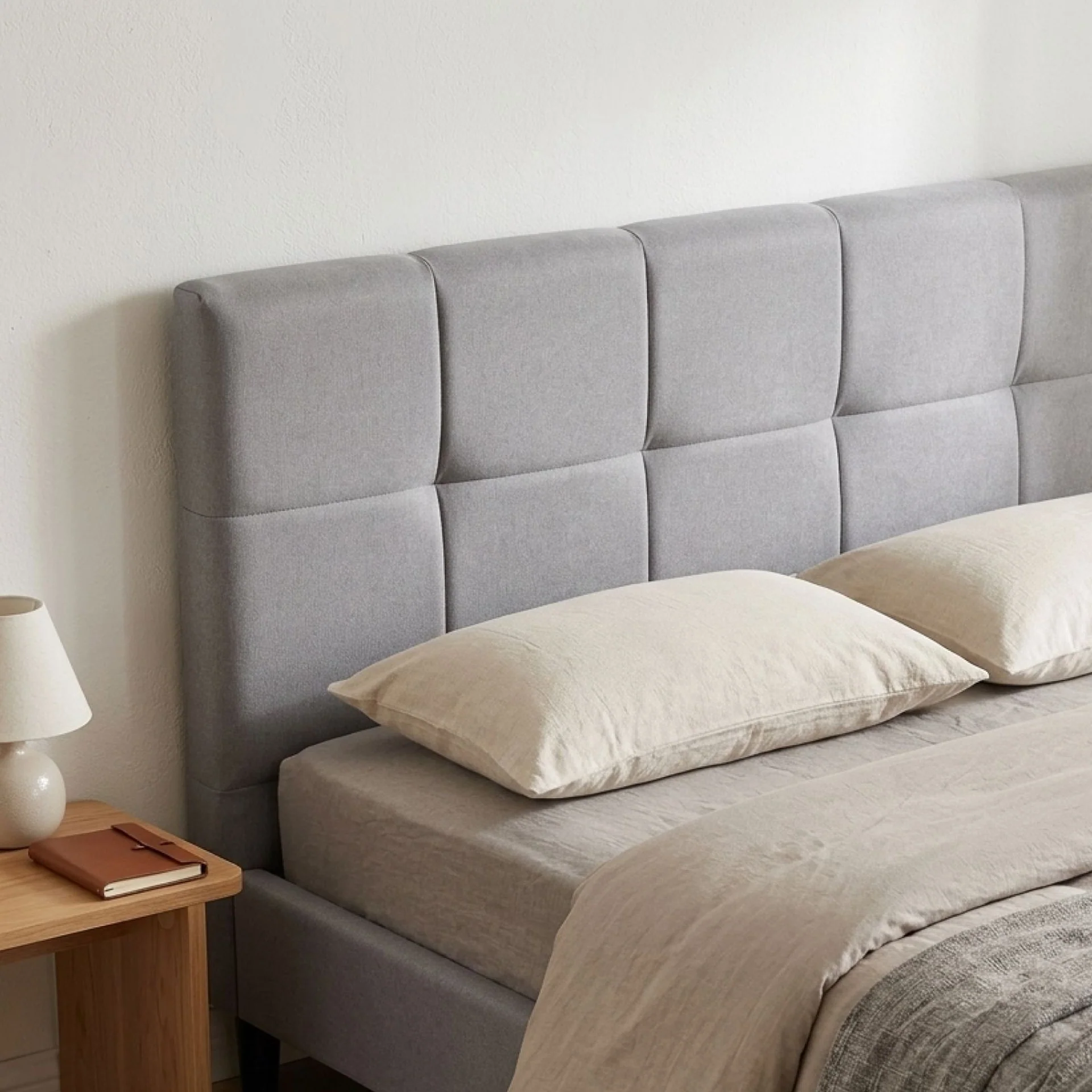 Nora Double Bed Frame - Light Grey - Image 5