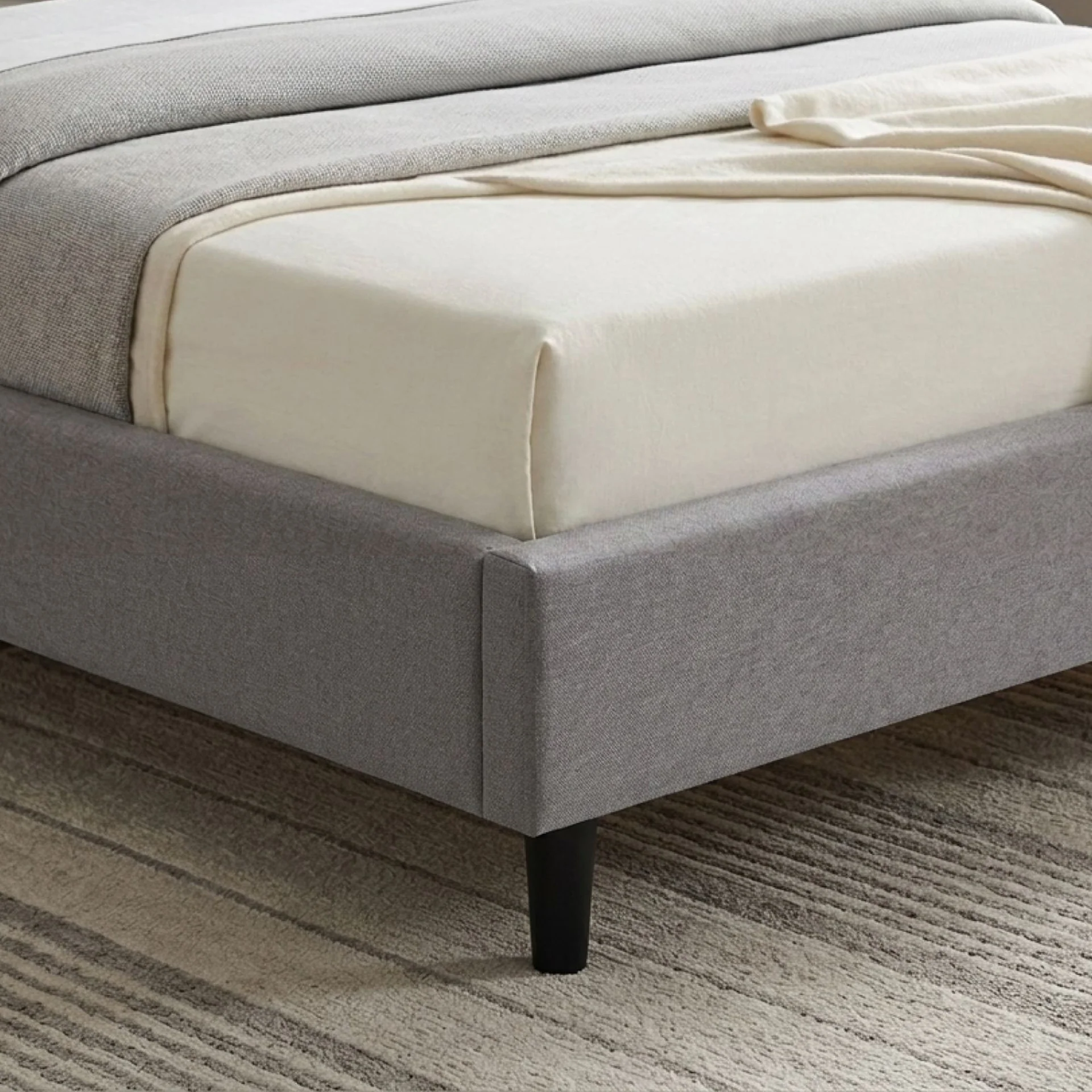 Nora Double Bed Frame - Light Grey - Image 6