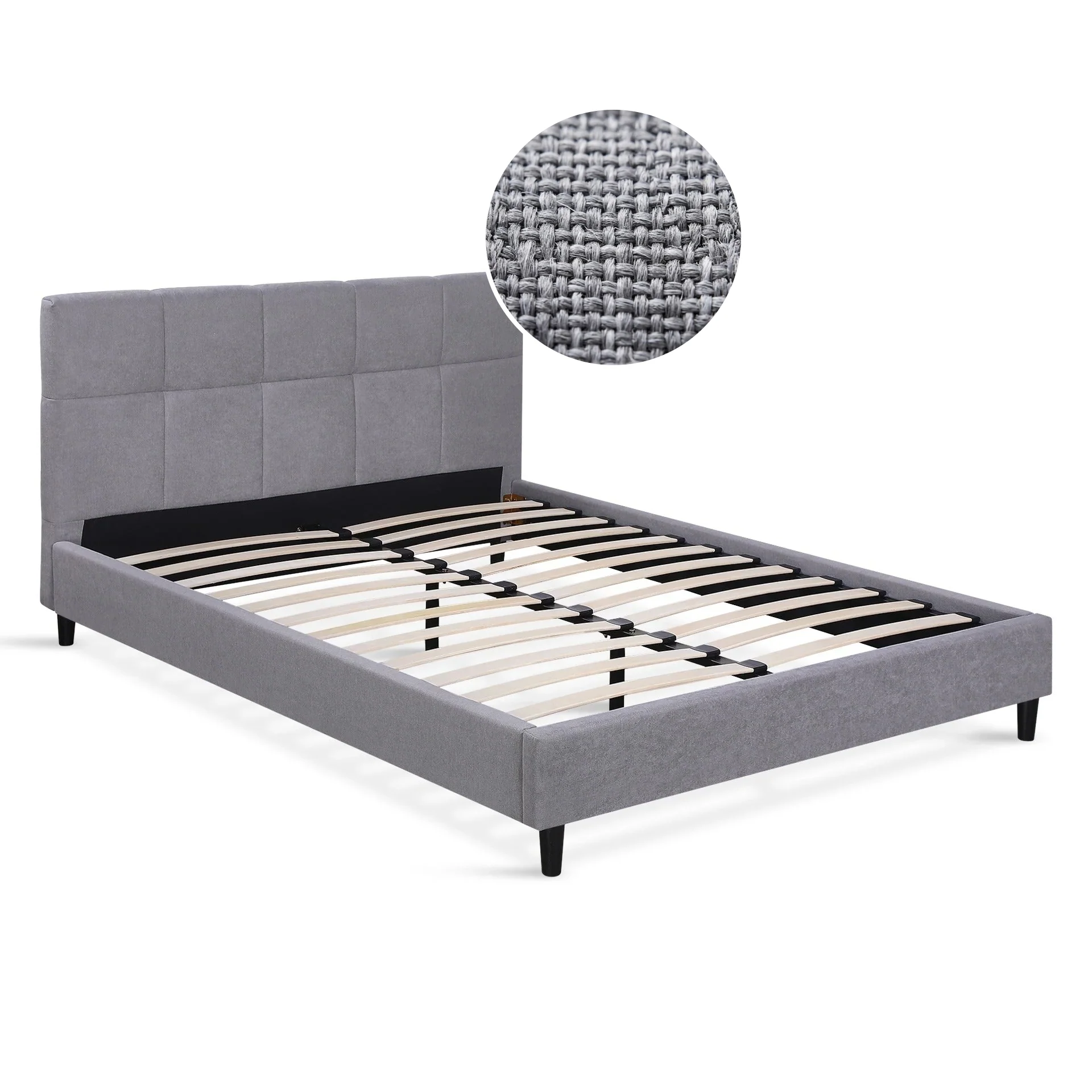 Nora Double Bed Frame - Light Grey - Image 7