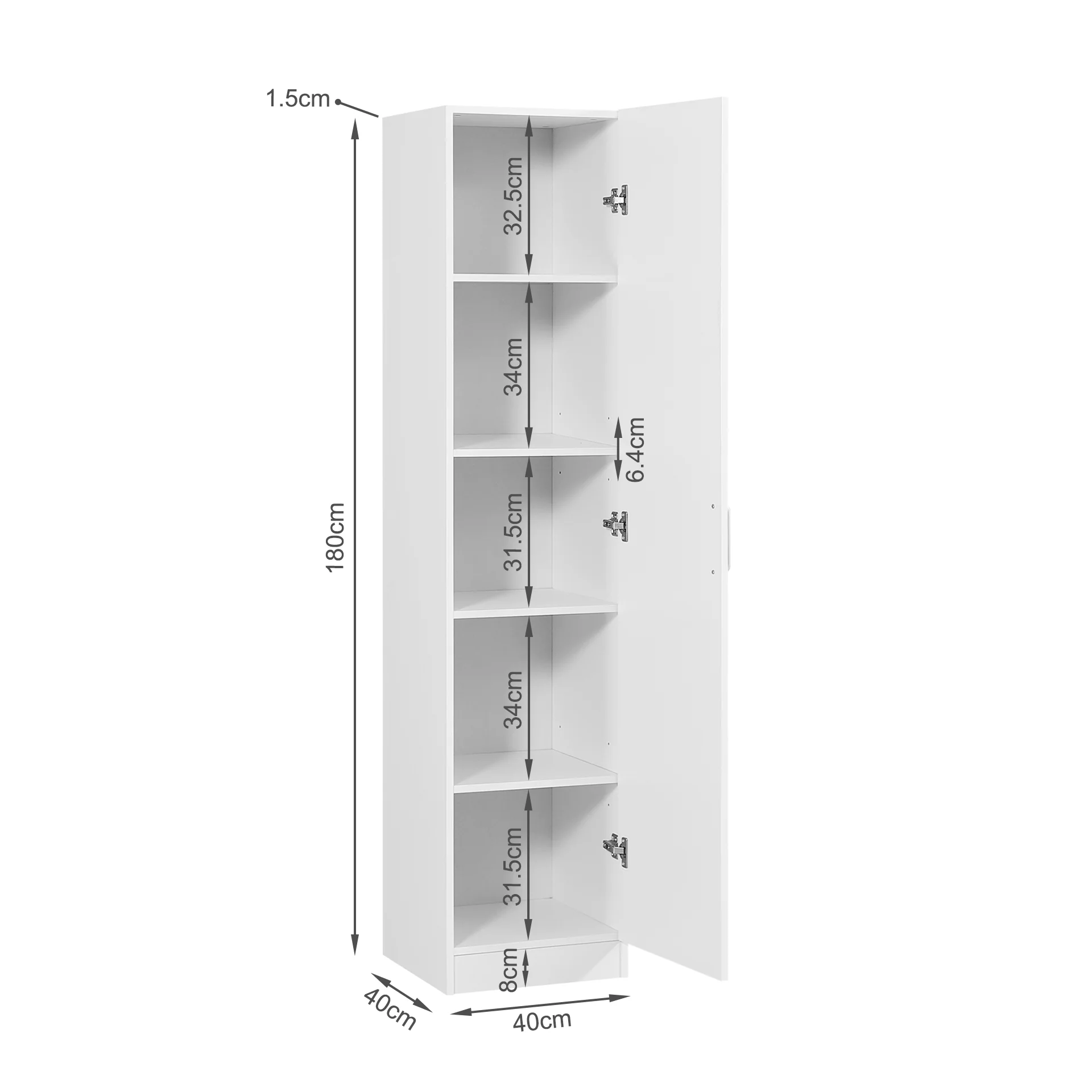 Nordic 1 Door Cupboard 40cm - White - Image 14