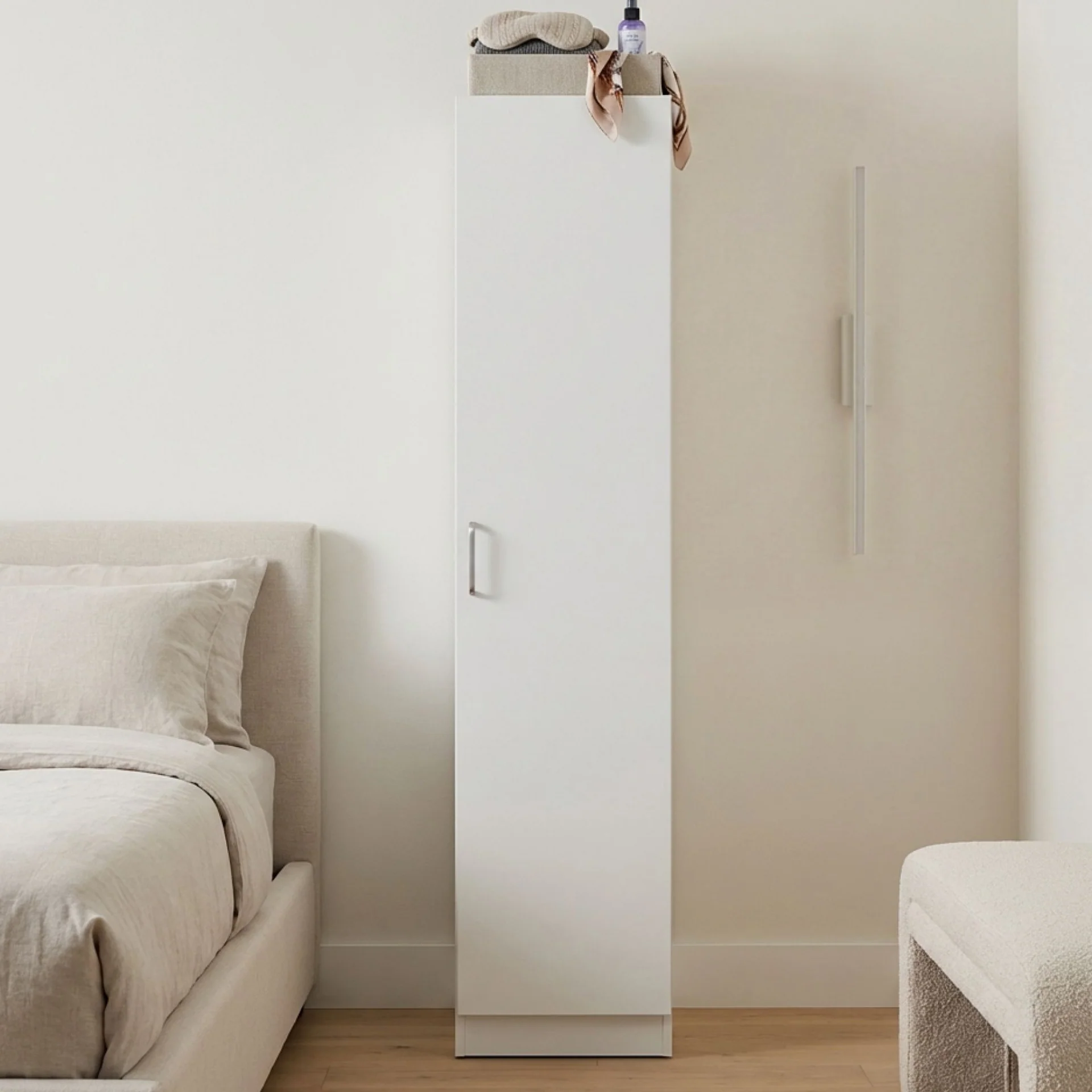 Nordic 1 Door Cupboard 40cm - White - Image 3