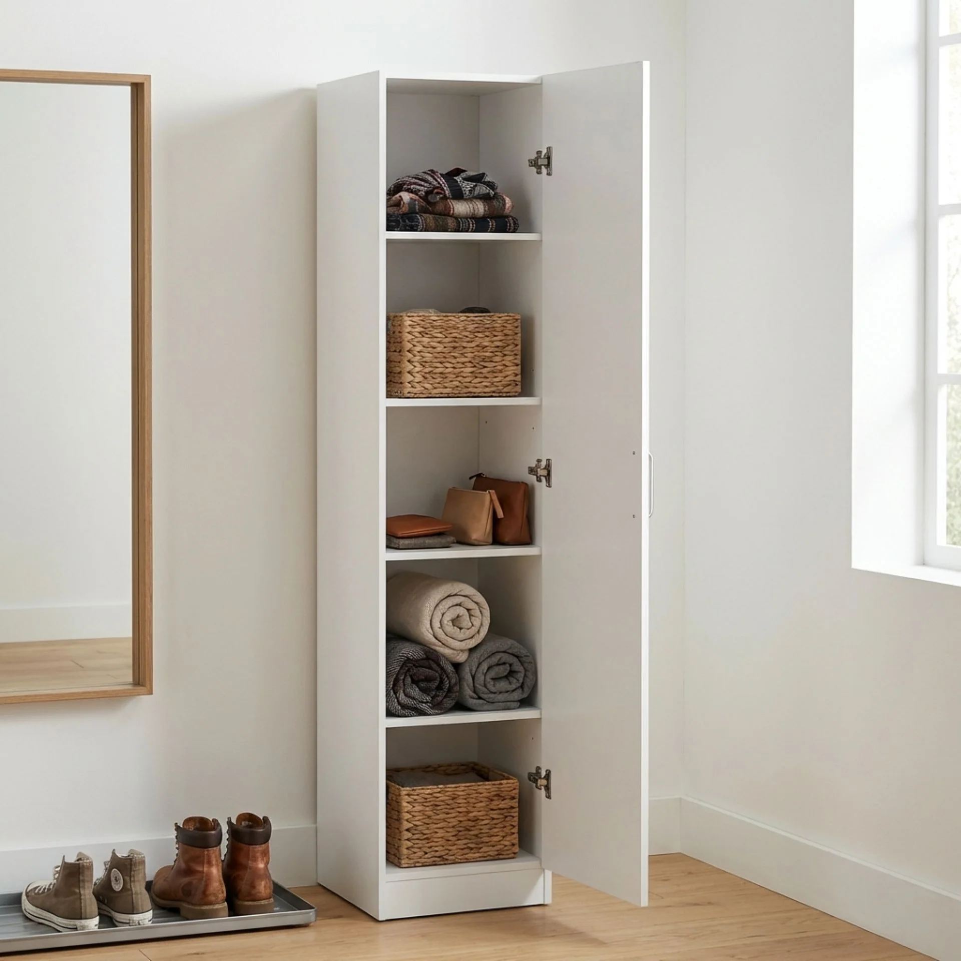 Nordic 1 Door Cupboard 40cm - White - Image 6