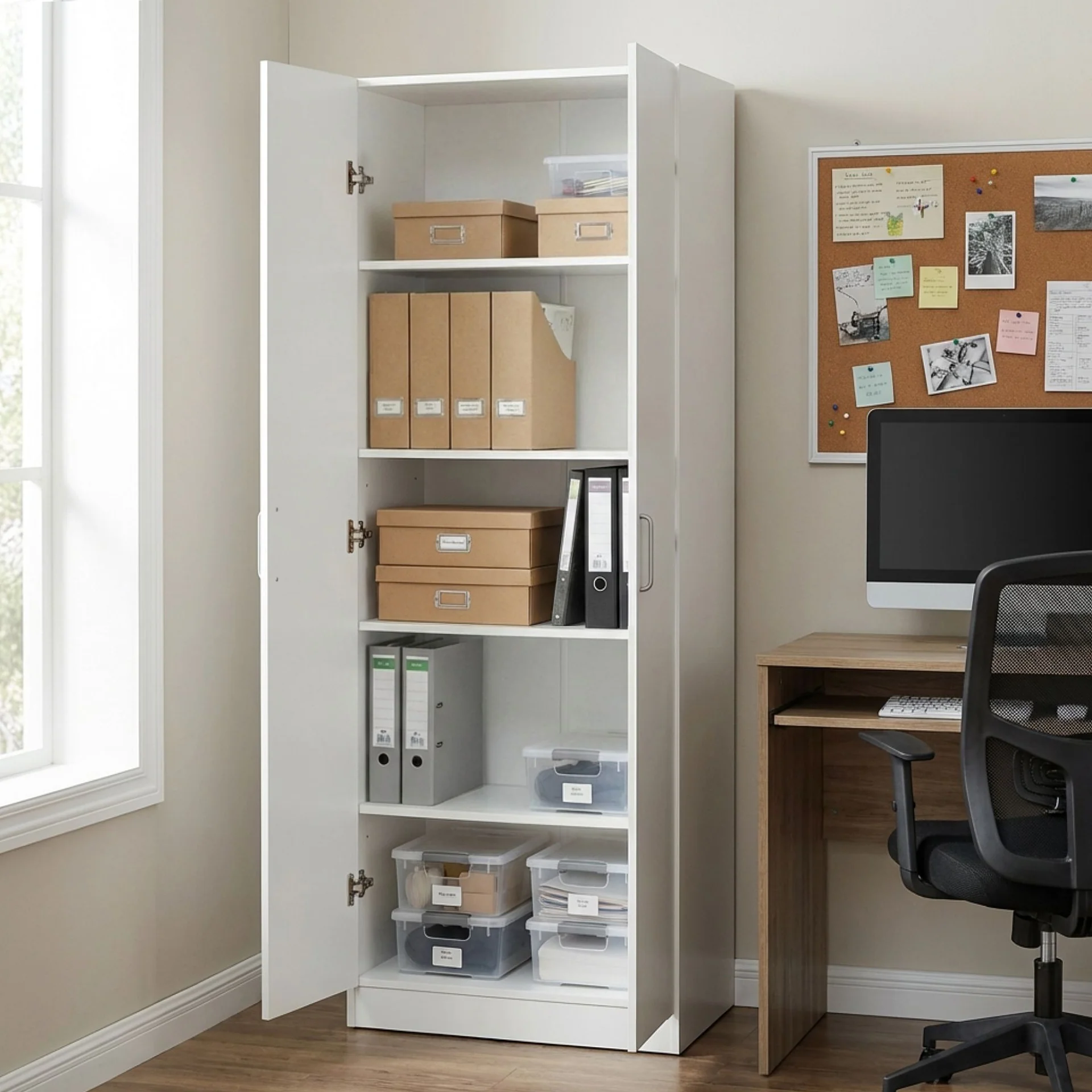 Nordic 2 Door Cupboard 60cm - White - Image 6