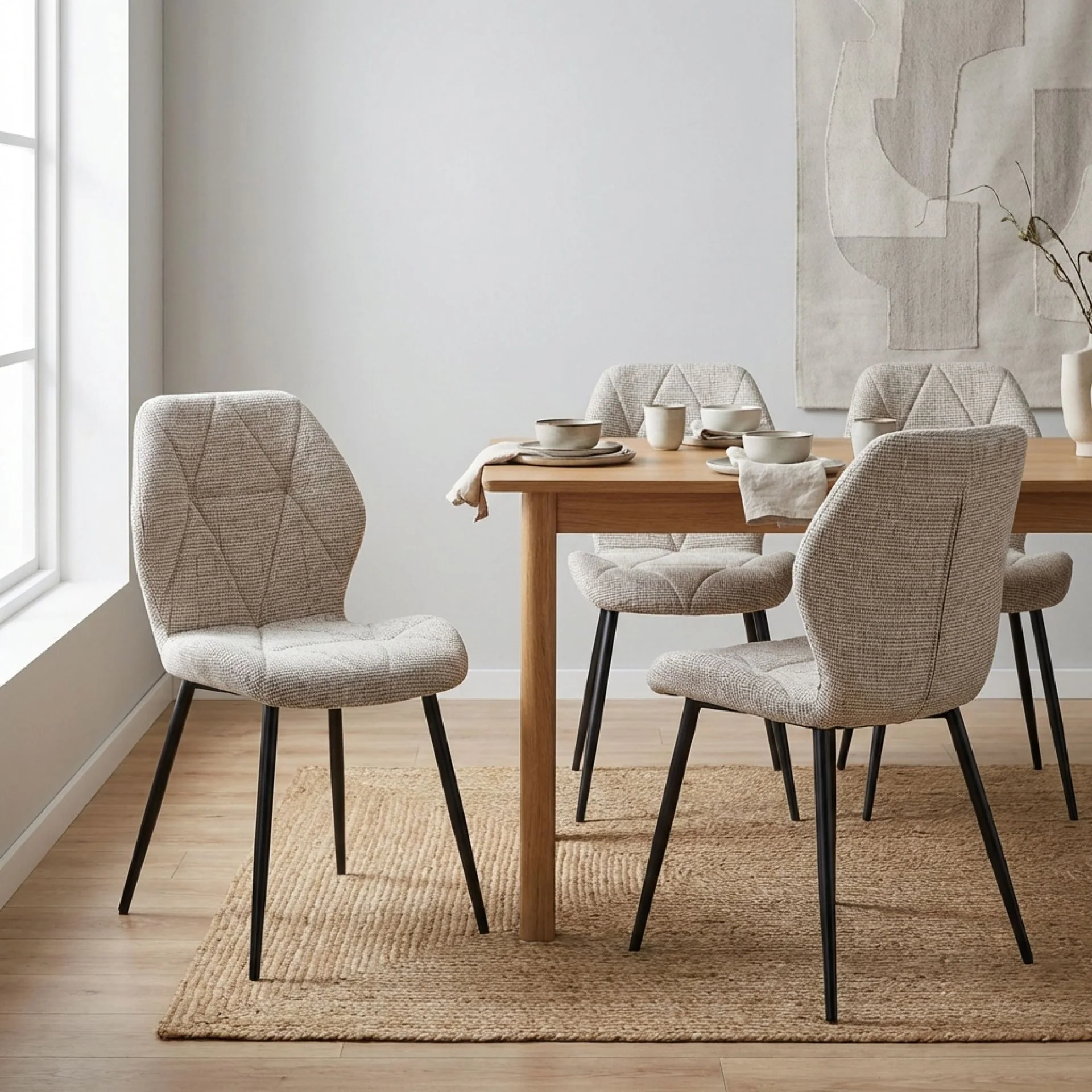Nori Fabric Dining Chair - Set Of 4 - Light Brown - Image 3