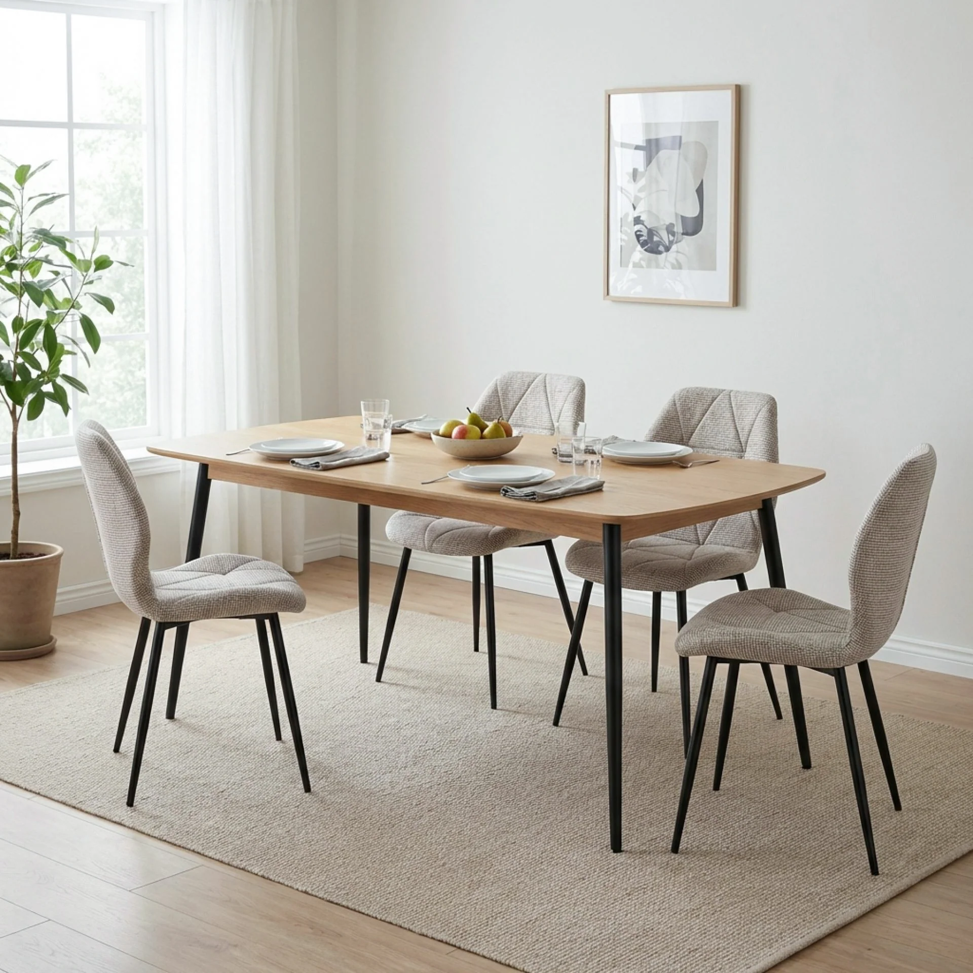 Nori Fabric Dining Chair - Set Of 4 - Light Brown - Image 4